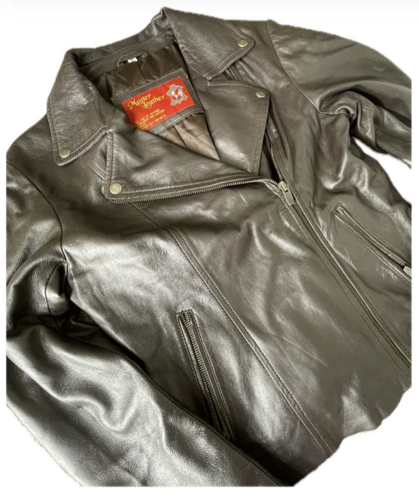 Vintage Master Leather Vintage 80s Genuine Leather Asymmetric Zip Size M / US 6-8 / IT 42-44 - 3 Thumbnail