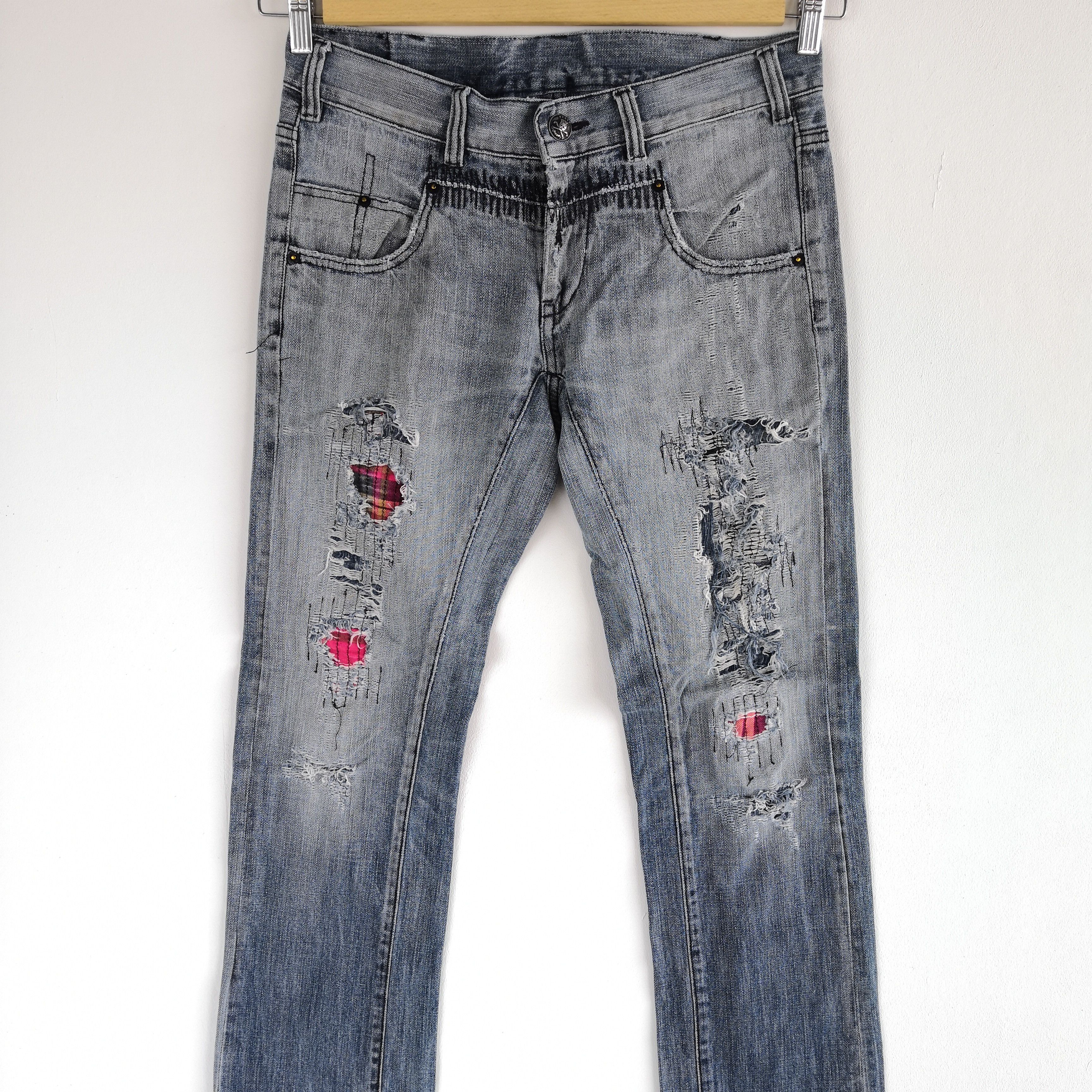 Japanese Brand Y2K 2#1 Distressed Faded Jeans Skulls Yesus Love You Denim Size US 32 / EU 48 - 3 Thumbnail