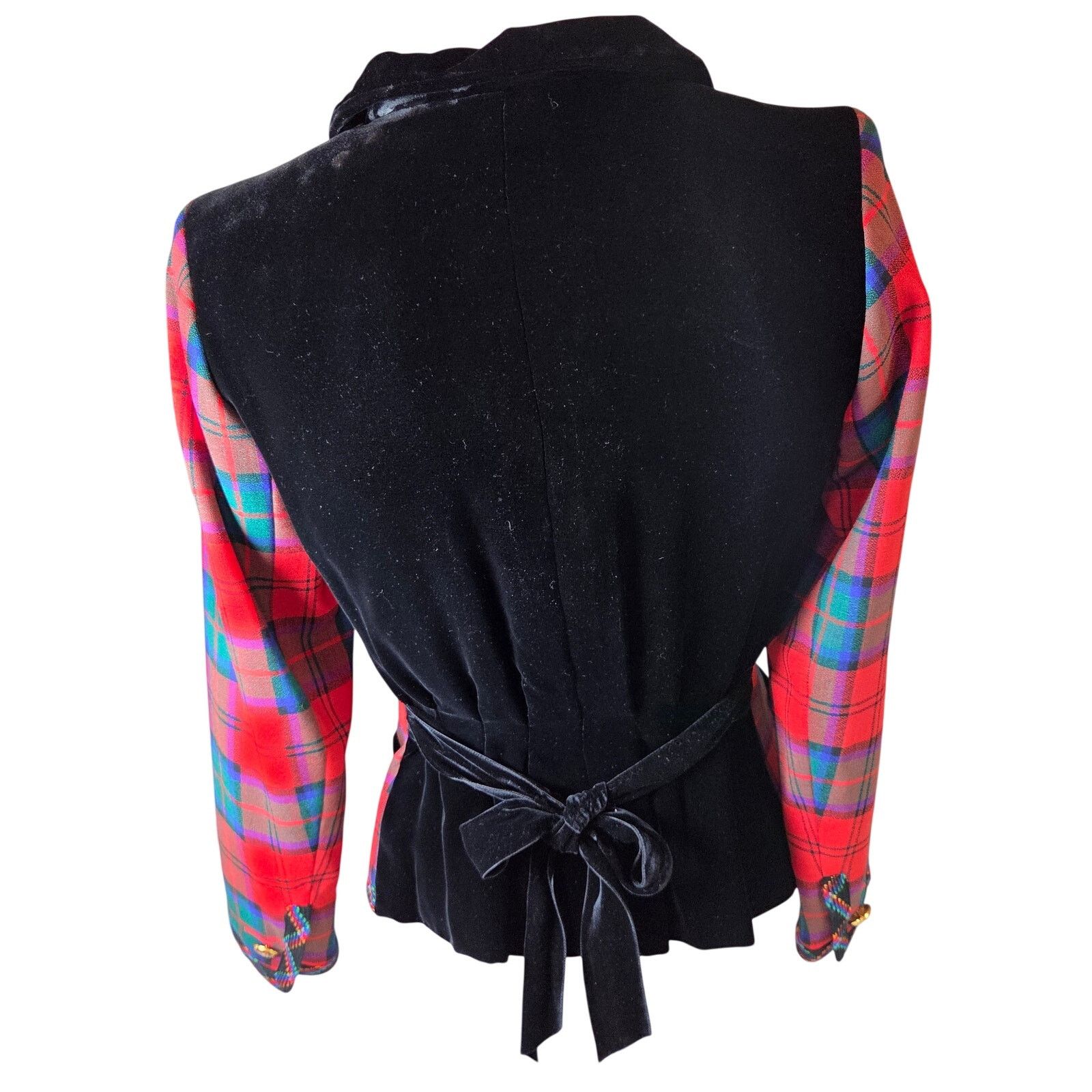 Yves Saint Laurent Yves Saint Laurent Rive Gauche 1994 Tartan Velvet Jacket Size S / US 4 / IT 40 - 5 Thumbnail