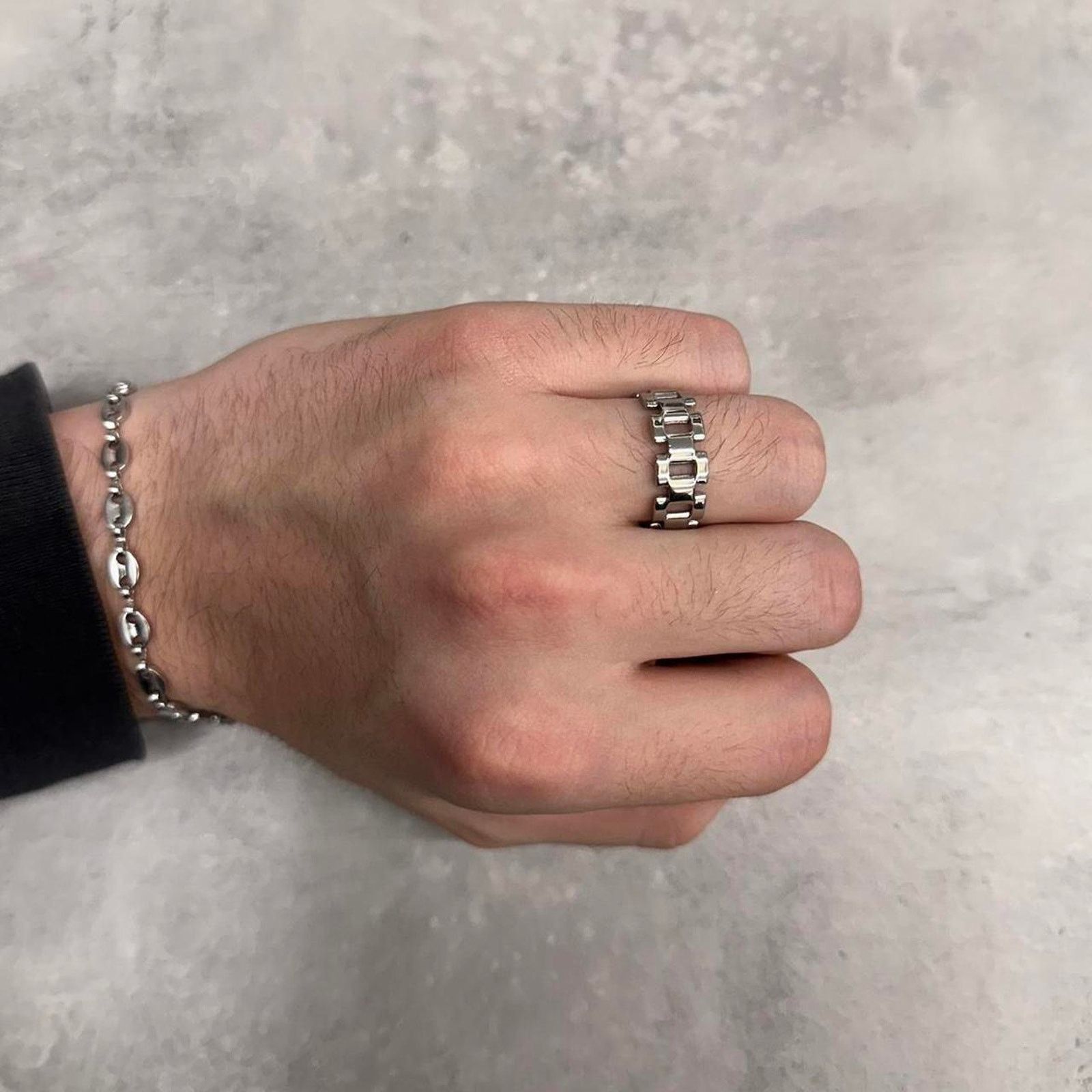Other Silver ring chain link unique Size ONE SIZE - 2 Thumbnail