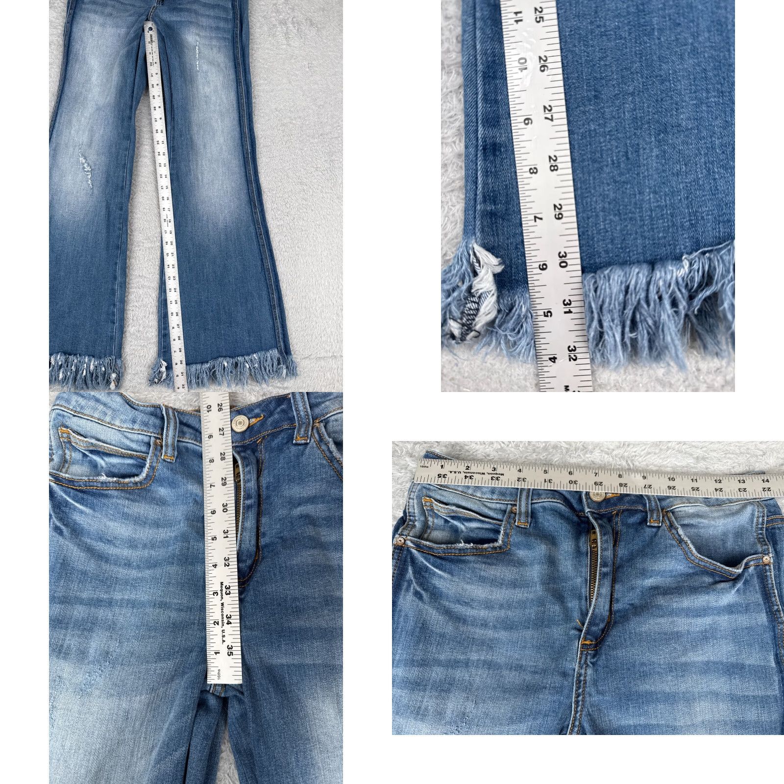 Vintage Tricot Jeans Juniors 11 Blue Denim Flared Distressed Raw Hem C'est Toi 28x32 Size 32" / US 10 / IT 46 - 8 Thumbnail