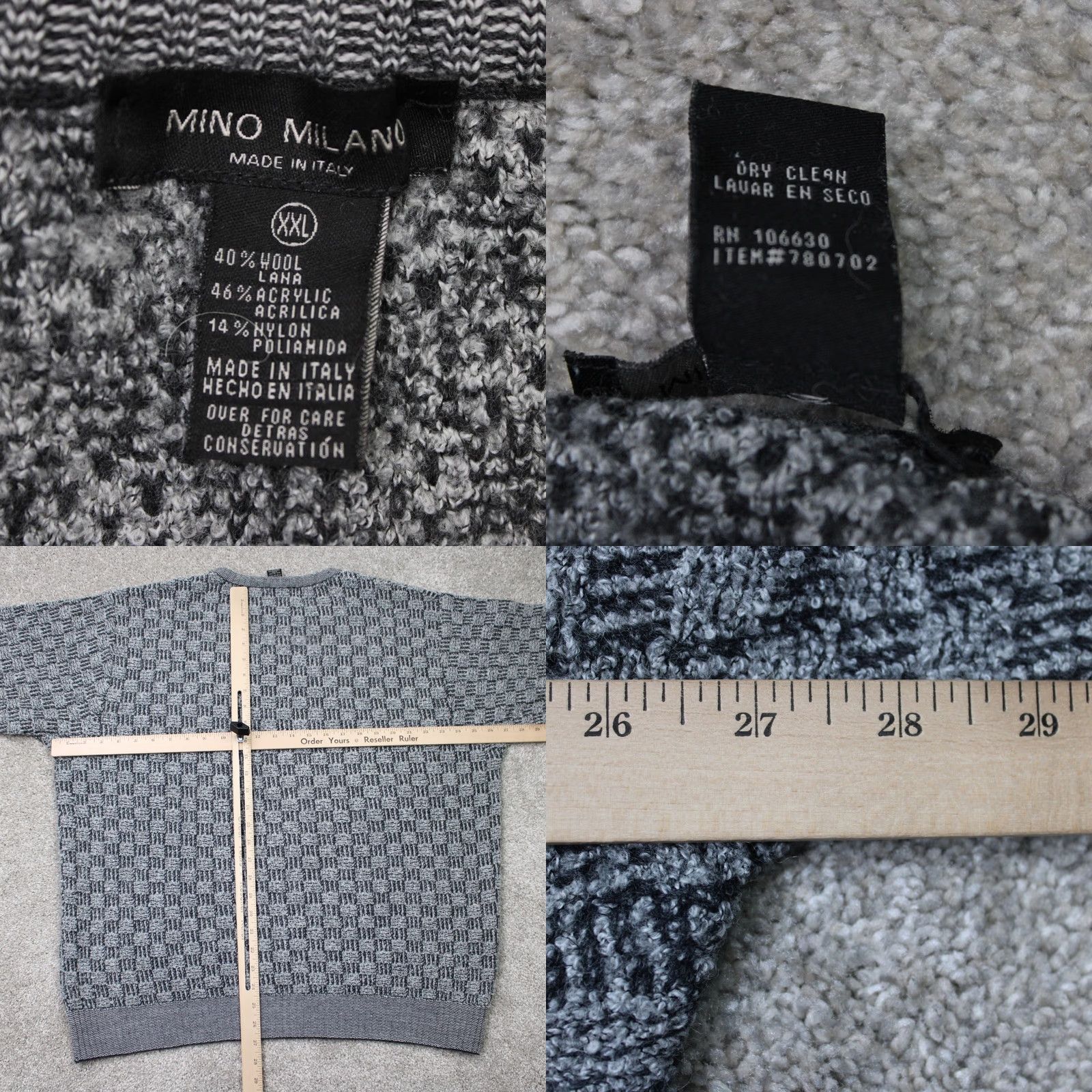 Vintage VINTAGE Mino Milano Sweater Mens 2XL Gray Wool/Acrylic/Nylon Crew Neck Pullover Knit Geometric 90s Italian Mens Size US XXL / EU 58 / 5 - 8 Thumbnail