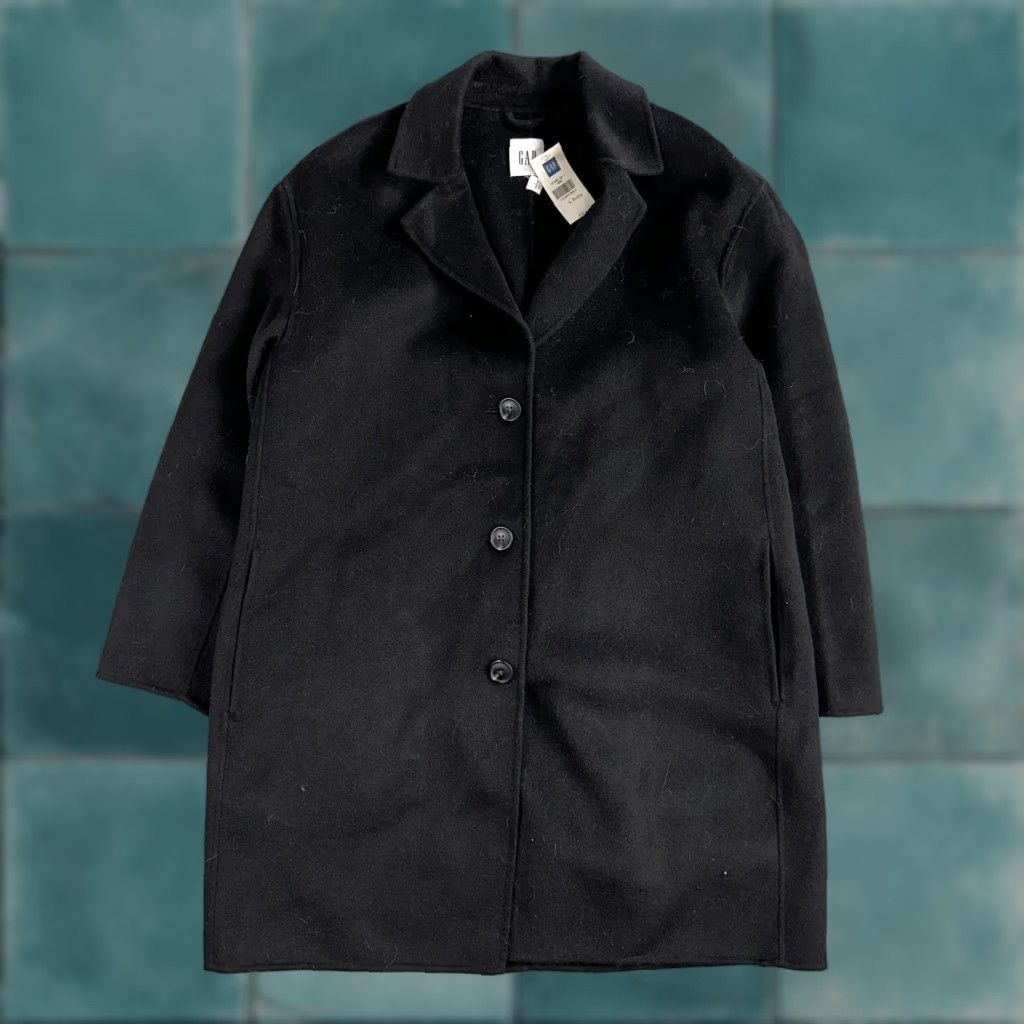 VINTAGE Gap Women's Pea Coat Jacket Long Wool Black Casual Business Formal Winter Fall Spring 2020s Women