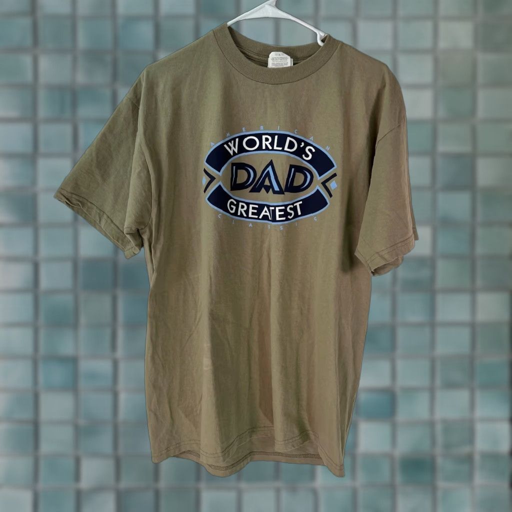 Jerzees Jerzees Graphic Tee Shirt Mens World Dad Greatest Tan Crew Neck 100% Cotton Size L Holidays Mens Size US L / EU 52-54 / 3 - 1 Thumbnail