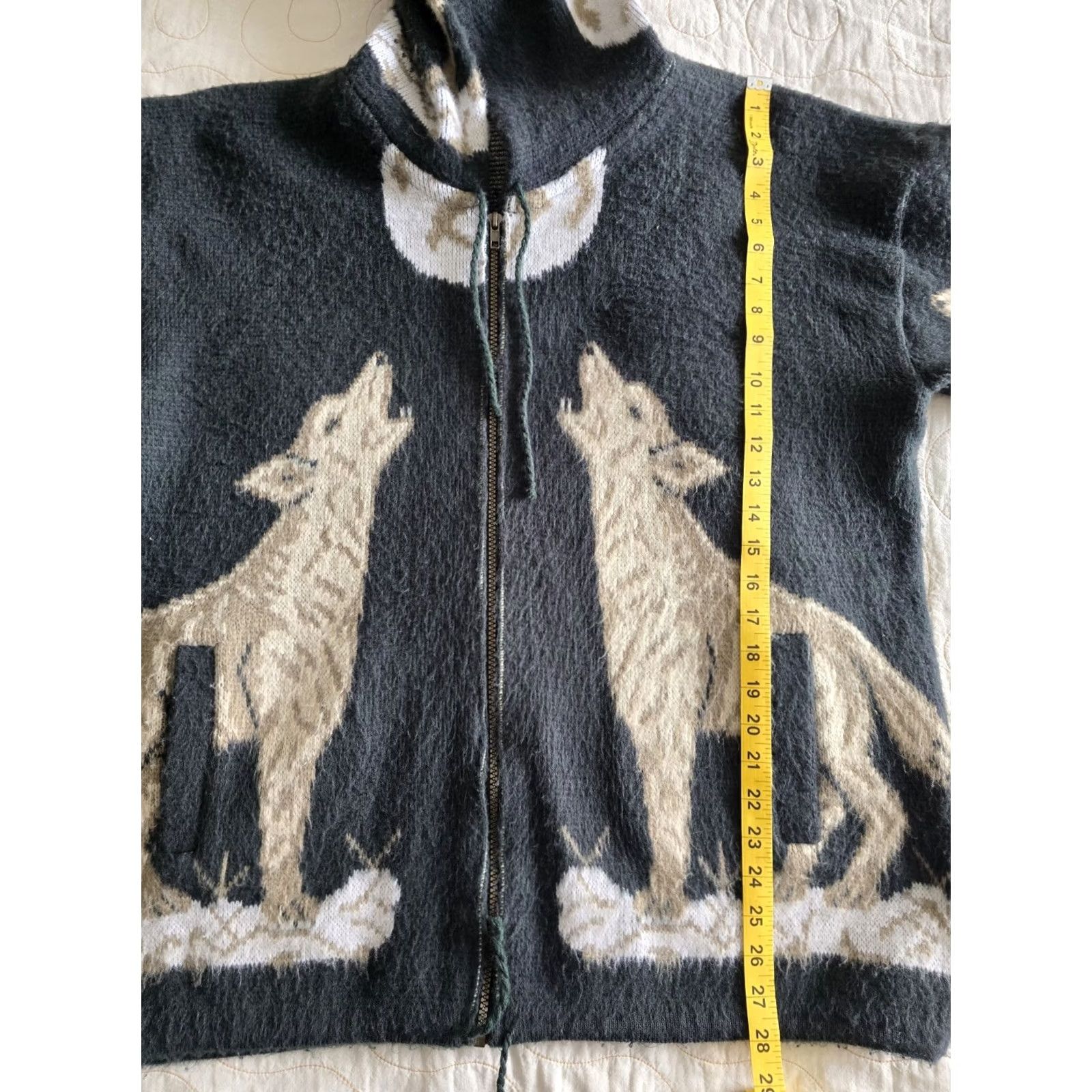 Vintage VINTAGE Howling Wolf & Moon Green Wool Jacket. Adult XL 2XL. Ecuador Mens Size US XL / EU 56 / 4 - 7 Thumbnail