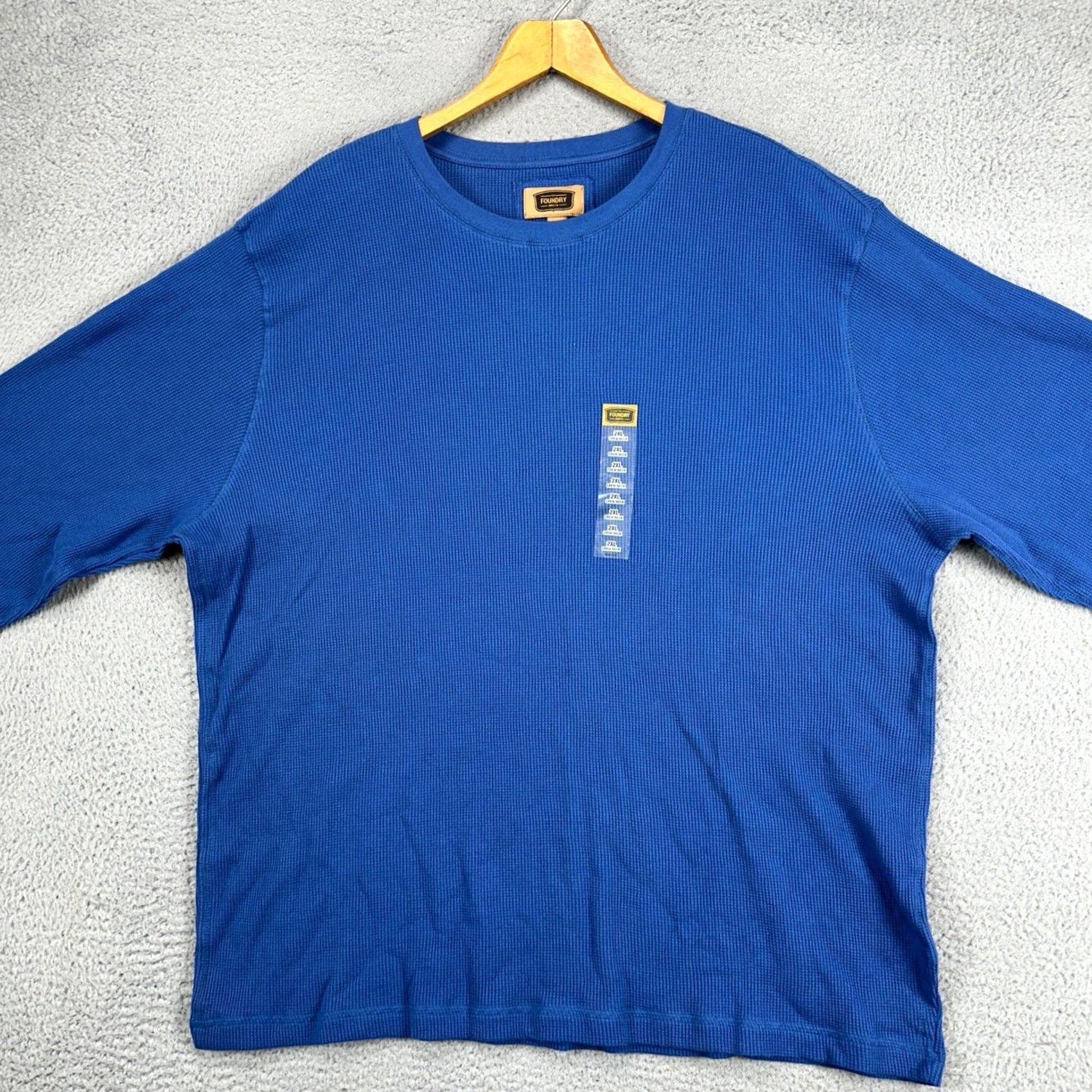 Vintage VINTAGE? The Foundry Supply Co. Mens Thermal Sweater 2XL Blue Crewneck Waffle Knit NEW Size US XXL / EU 58 / 5 - 2 Thumbnail