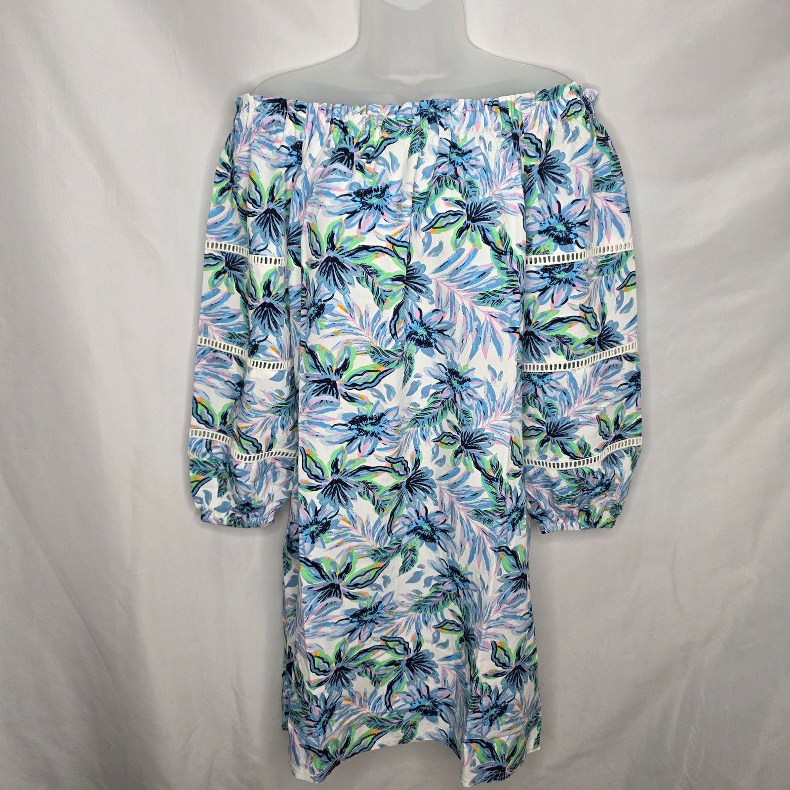 Other Stella Parker Off Shoulder Balloon Sleeve Tropical Dress Size M / US 6-8 / IT 42-44 - 2 Thumbnail