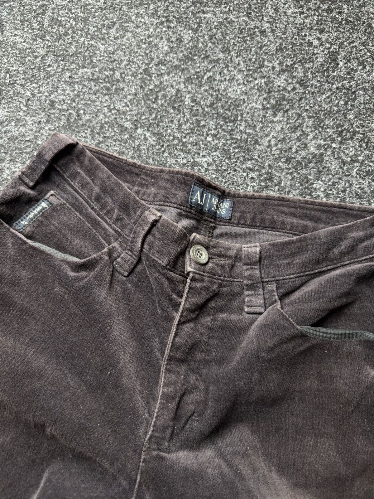 Armani Luxury 00s Armani Jeans AJ Velour Pants Brown Straight Y2K Size 28" / US 6 / IT 42 - 10 Thumbnail
