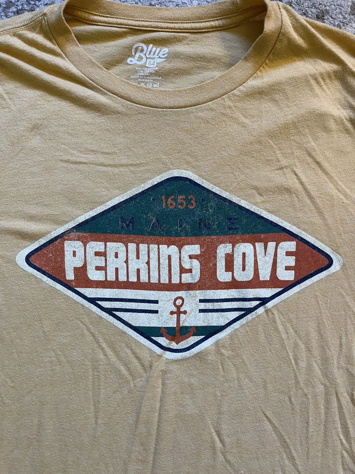 Other Blue 84 Perkins Cove Maine Men's Medium Mustard Graphic Tee Size US M / EU 48-50 / 2 - 2 Thumbnail