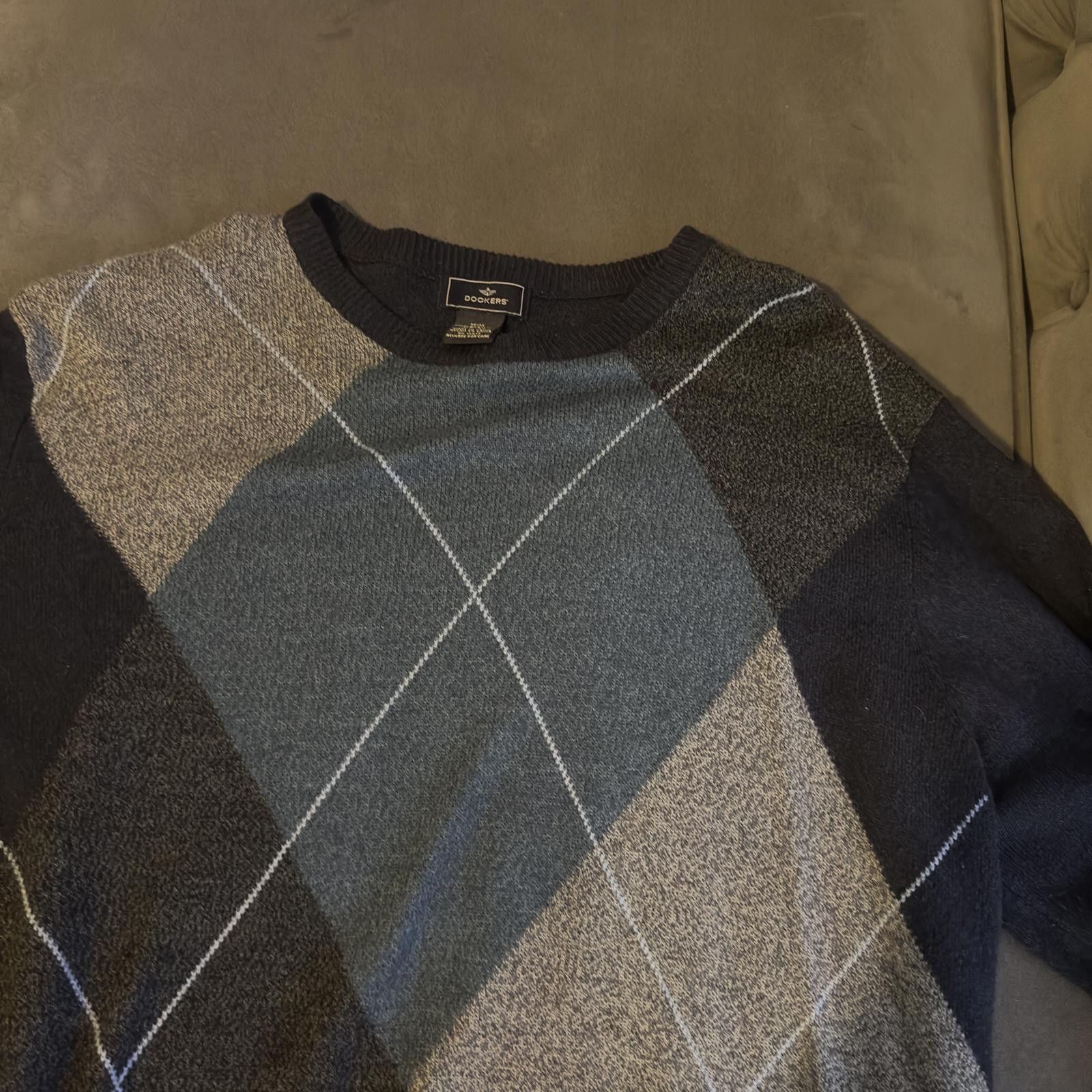 Dockers Dockers - Stylish Argyle Sweater in Black and Blue Tones Size US L / EU 52-54 / 3 - 3 Thumbnail