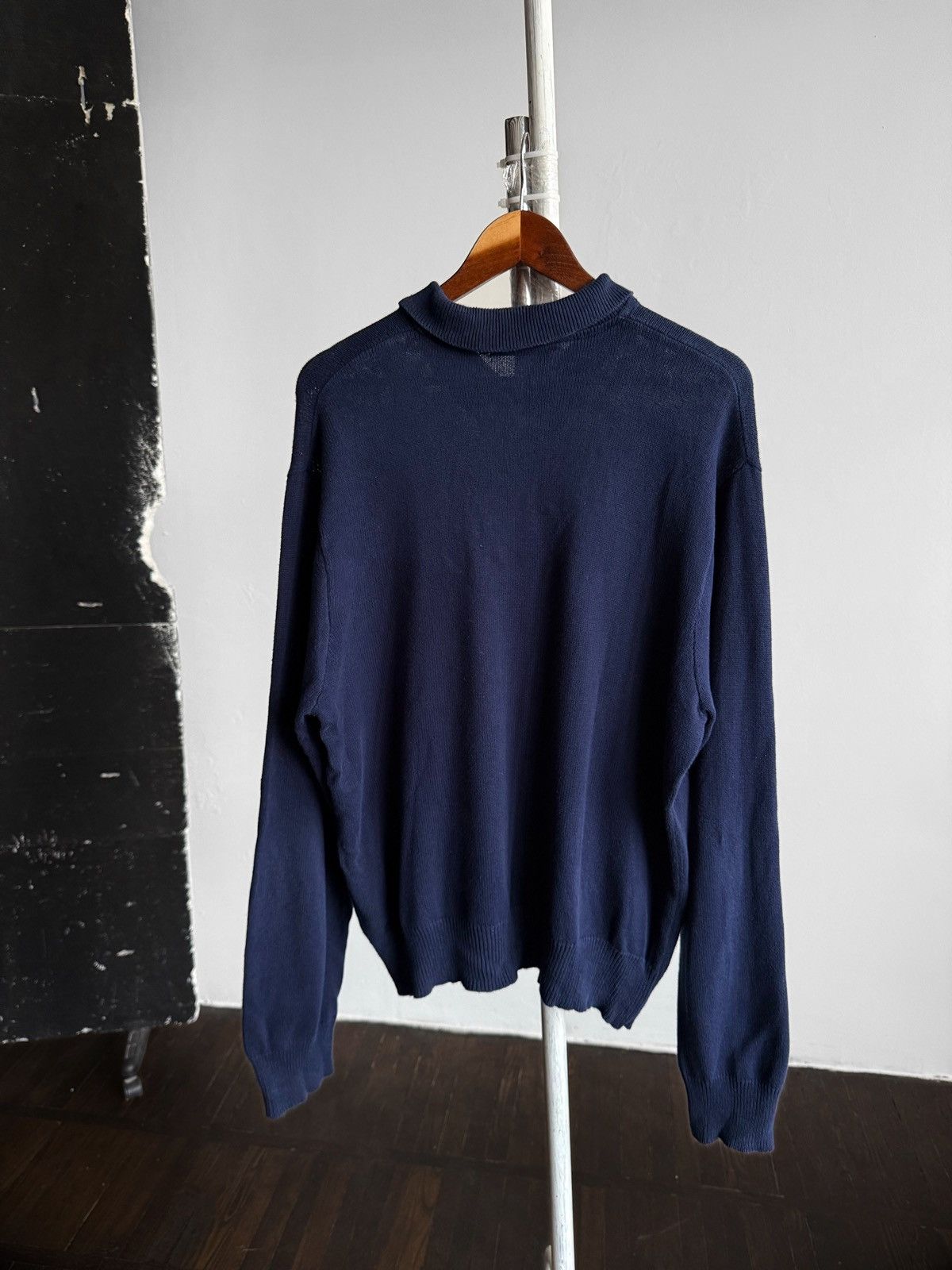Polo Ralph Lauren Polo Ralph Lauren Vintage Navy Knit Long Sleeve Polo Sweater Size US XL / EU 56 / 4 - 2 Thumbnail