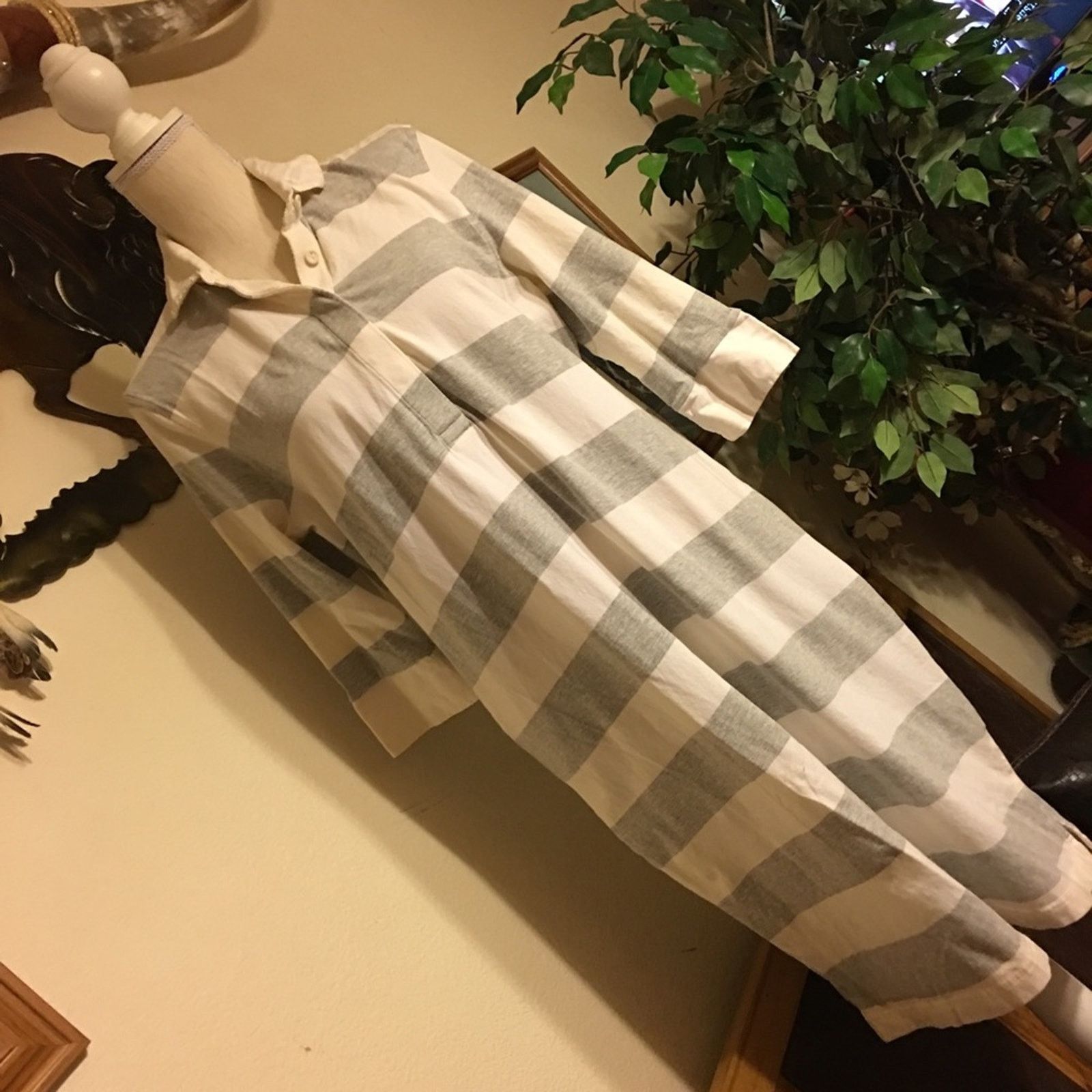 Merona Merona Long Tunic Top/Dress White/Grey NWOT L Size L / US 10 / IT 46 - 1 Thumbnail