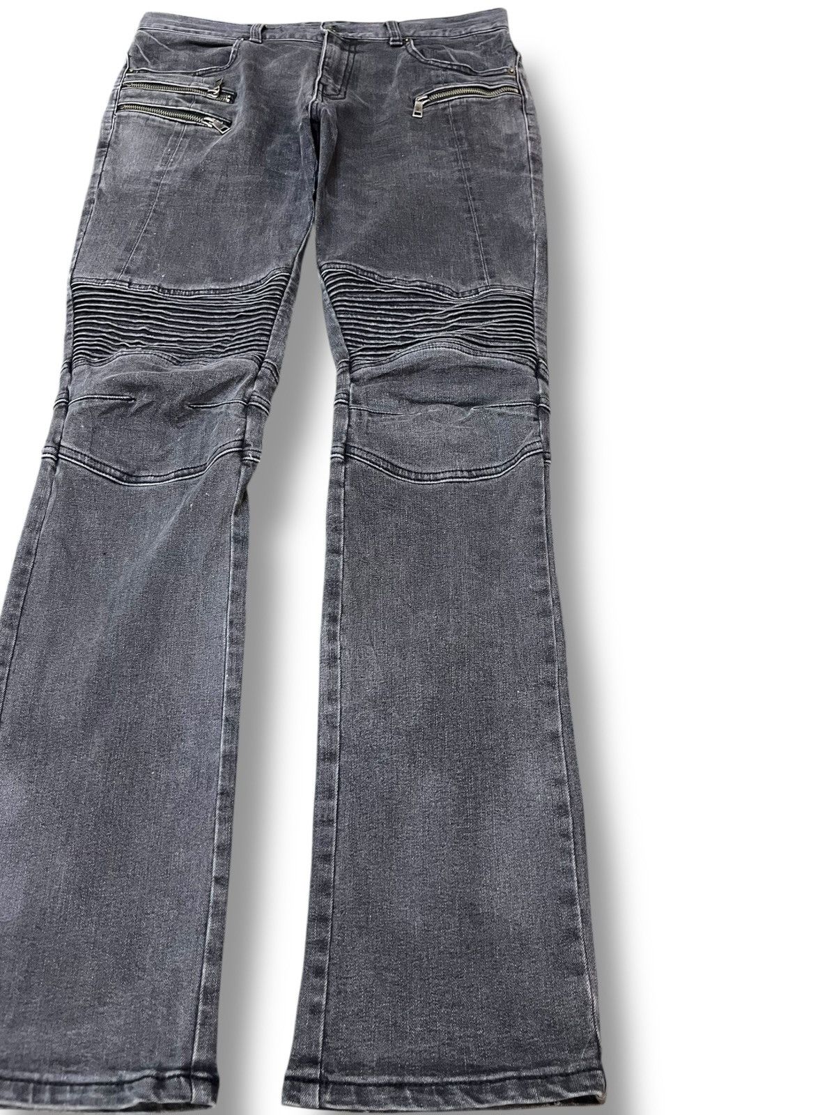 Schlussel Vintage Schlussel Multi Zipper Pocket Biker Denim Size US 33 - 6 Thumbnail