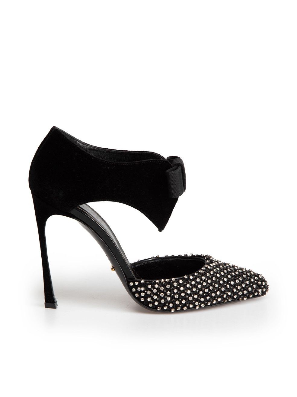 image of Sergio Rossi Black Crystal Embellished Pumps Shoes, Women's (Size 8)