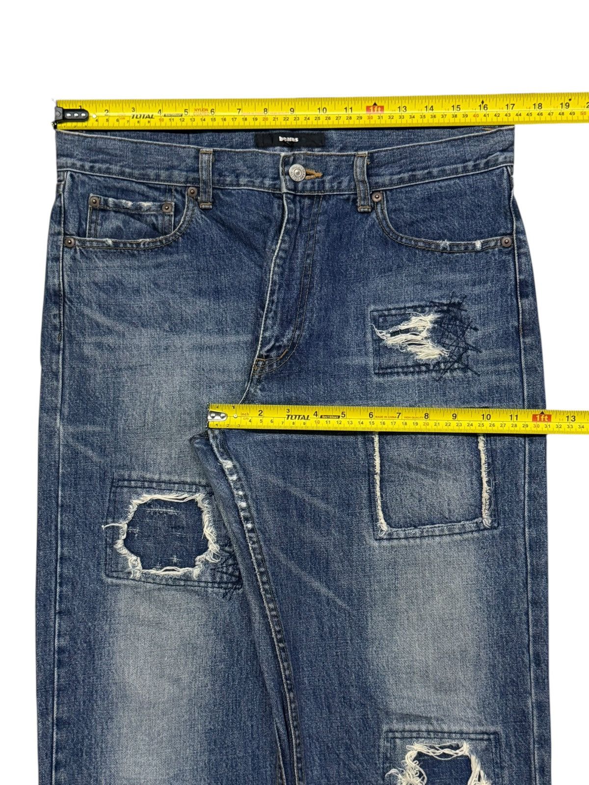 Beams Plus Vintage BEAMS Tokyo Distressed Patchwork Denim Jeans Japan Size US 34 / EU 50 - 17 Thumbnail