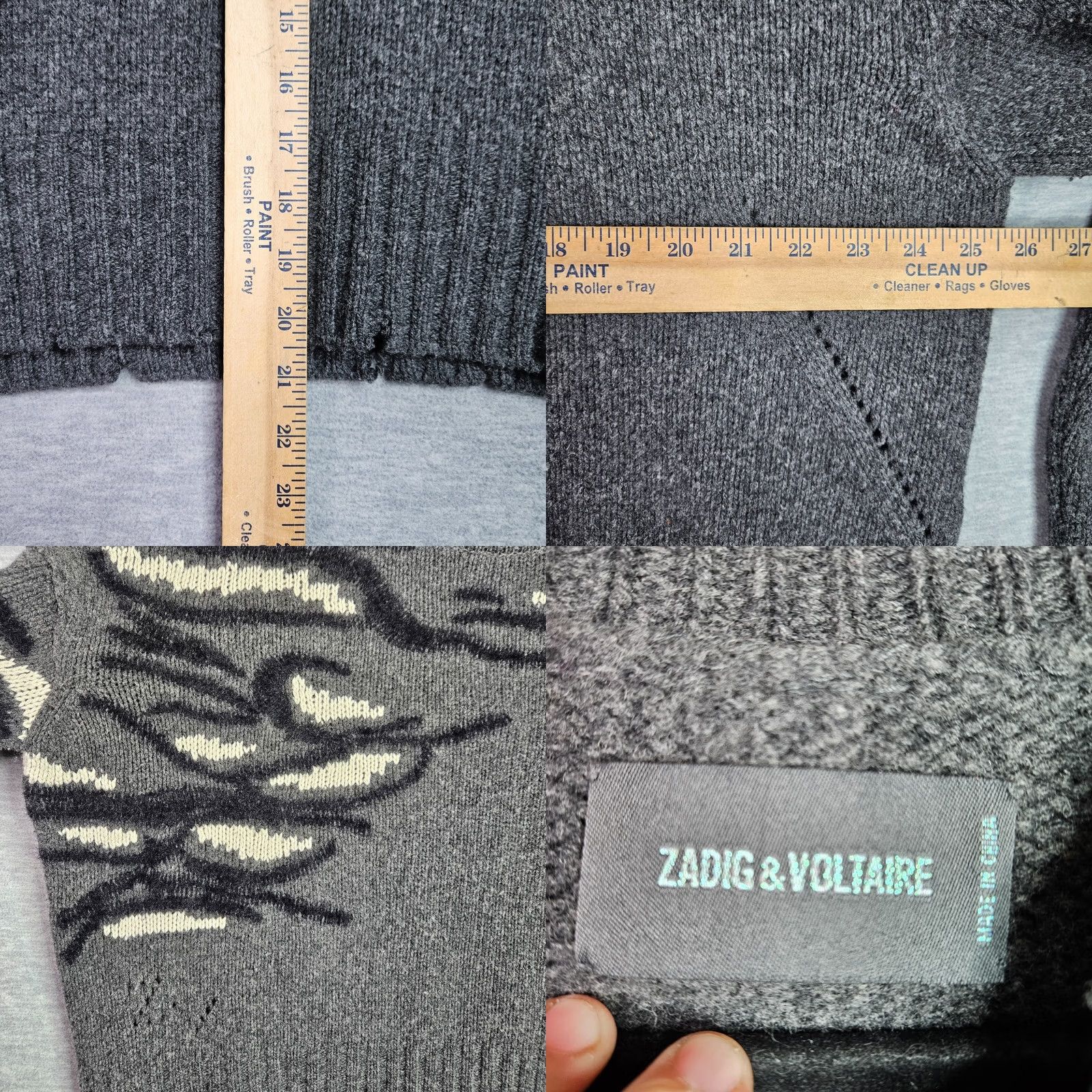 Zadig & Voltaire Zadig & Voltaire Distressed Sweater Starry Intarsia Tiger Women's Size S Wool Size S / US 4 / IT 40 - 8 Thumbnail
