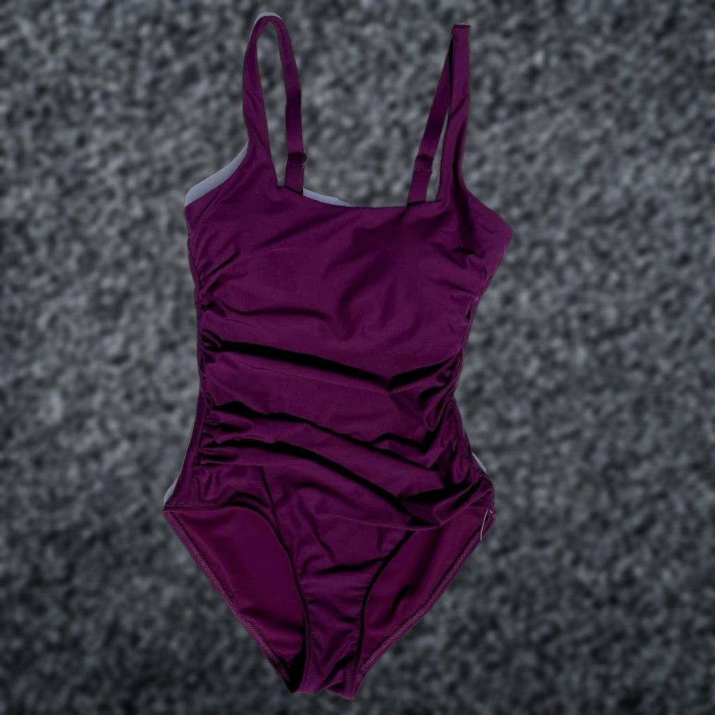 Athleta Athleta One Piece Swimsuit Women's XXS Purple Shirred Square Neck Size ONE SIZE - 1 Thumbnail