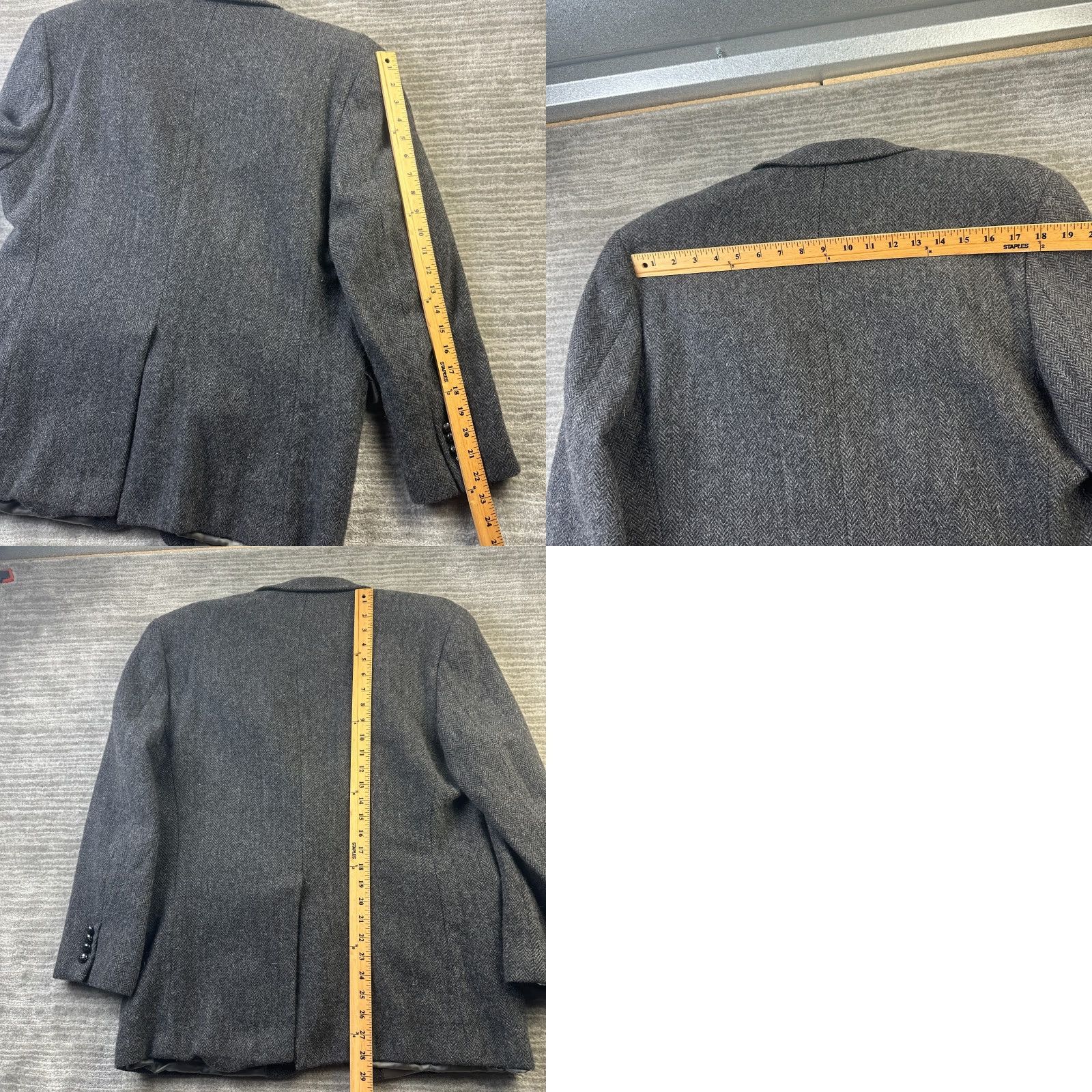 Ralph Lauren VINTAGE? No. Lauren Ralph Lauren Blazer Mens Large Gray Tweed Herringbone Notch Lapel 2 Button 4-Button Sleeve Regular Fit Size 42R - 9 Thumbnail