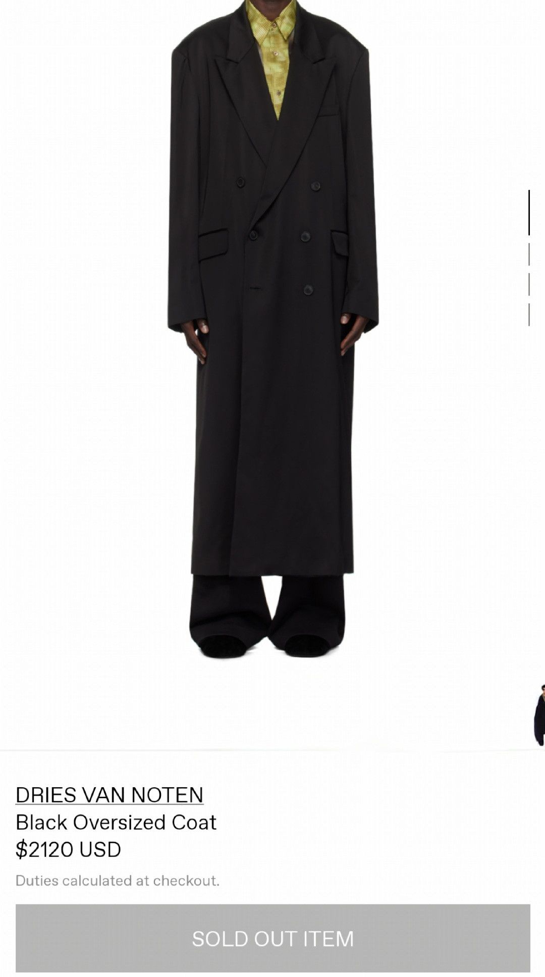 Dries Van Noten Dries Van Noten Black Oversized Double-Breasted Coat Size US L / EU 52-54 / 3 - 10 Thumbnail