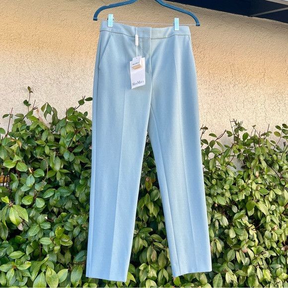 image of Max Mara Pegno Pant In Light Blue Size 2 Small Nwt, Women's