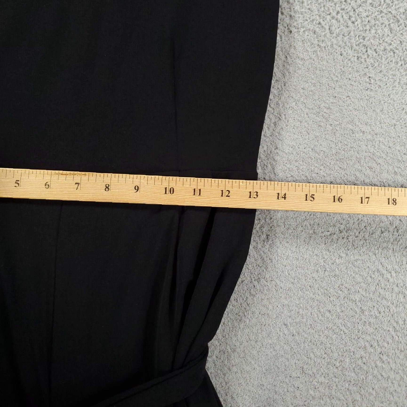 Vintage Tahari Womens Jumpsuit Size 4 Wide Leg Black Stretch Belted Zip Back V Neck Size 27" / US 4 / IT 40 - 2 Thumbnail