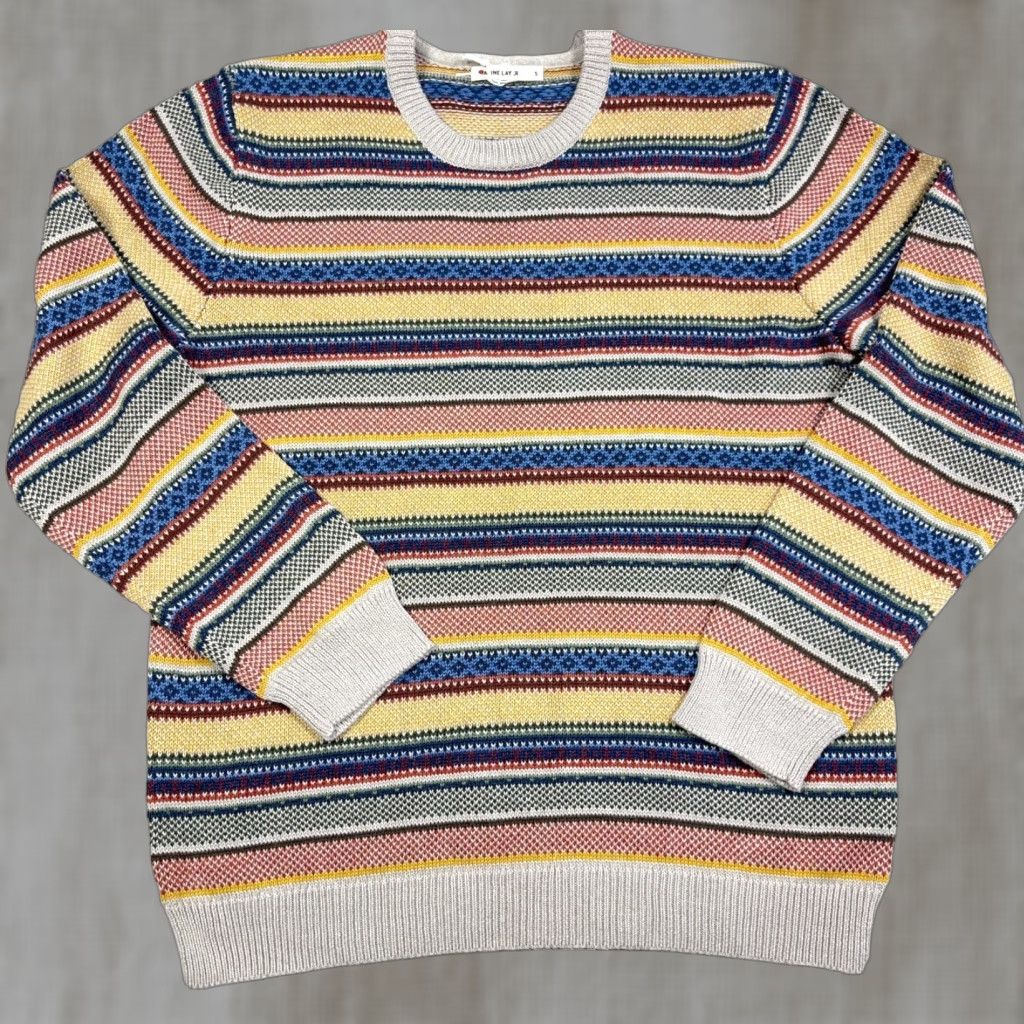 Marine Layer Sweater Men S Crew Neck Striped Multicolor Knit Pullover Casual Warm Regular Fit Size S