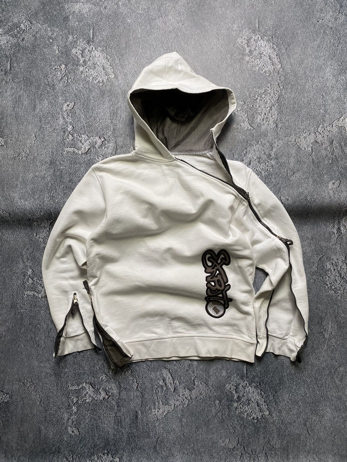 20471120 × Japanese Brand Strito Distorded Logo Diagonal Full Zip Hoodie Jnco Vibe Size US M / EU 48-50 / 2 - 2 Thumbnail