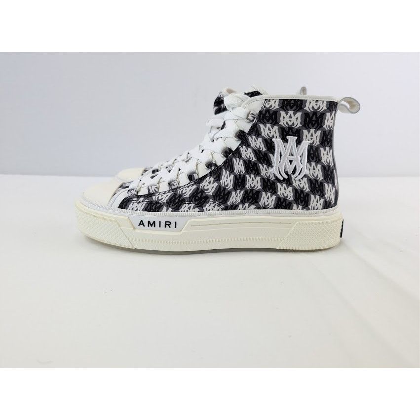 Amiri o1rshd1 Court Hi Allover Logo Sneakers in Black / White Size US 12 / EU 45 - 10 Thumbnail