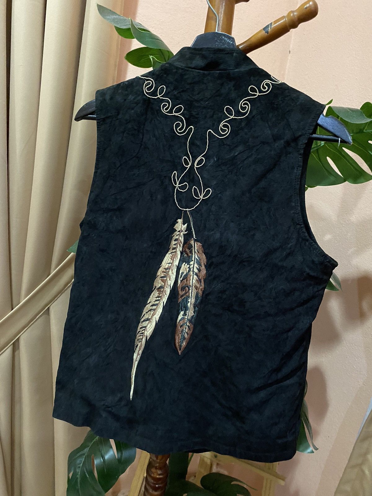 Vintage Vintage Montanaco Feather Embroidered Vest - Suede Style Size S / US 4 / IT 40 - 6 Thumbnail
