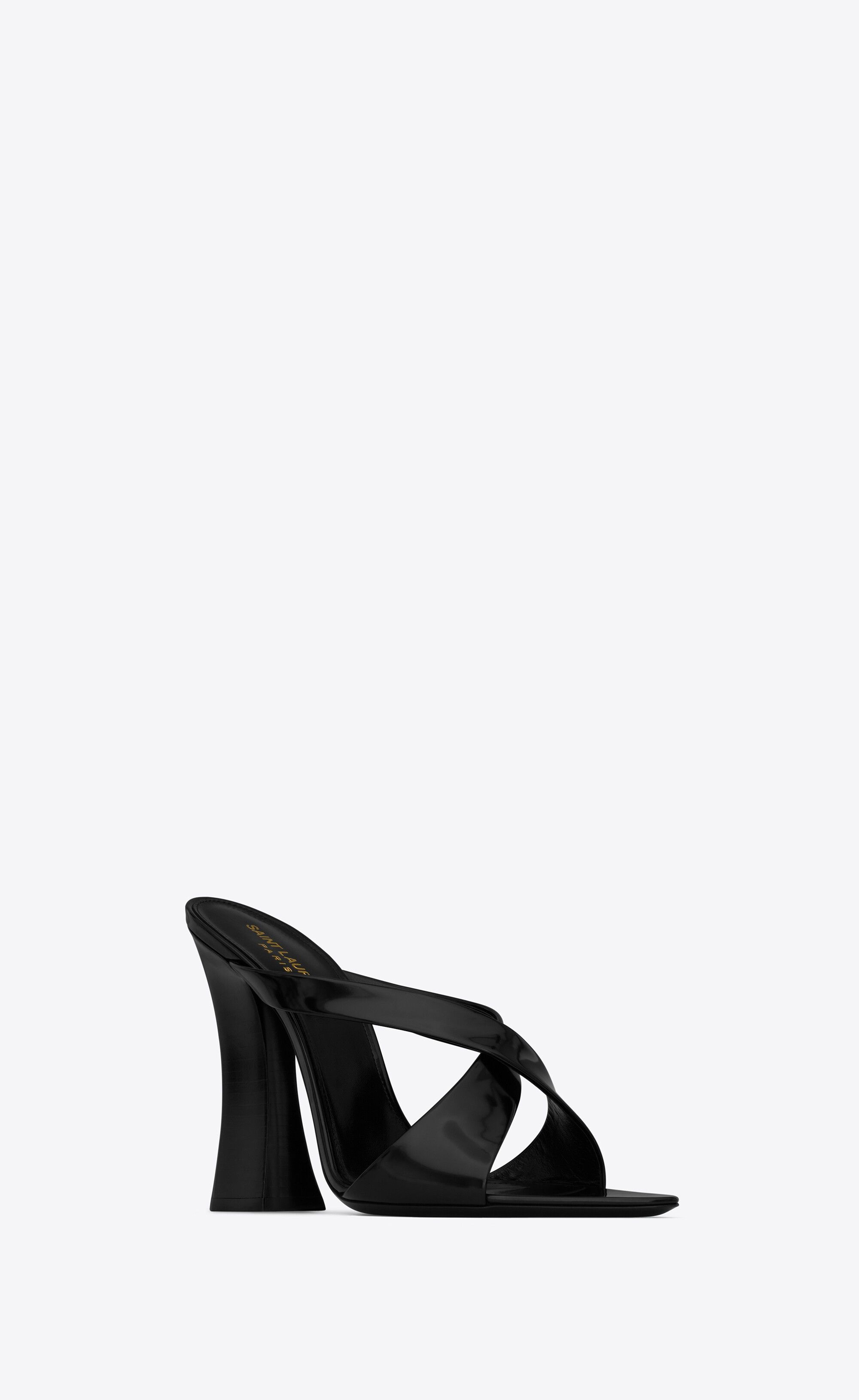 Saint Laurent Paris oc11z1225 775972 EVA Mules in Glazed Leather in Black Size US 5.5 / IT 35.5 - 3 Thumbnail