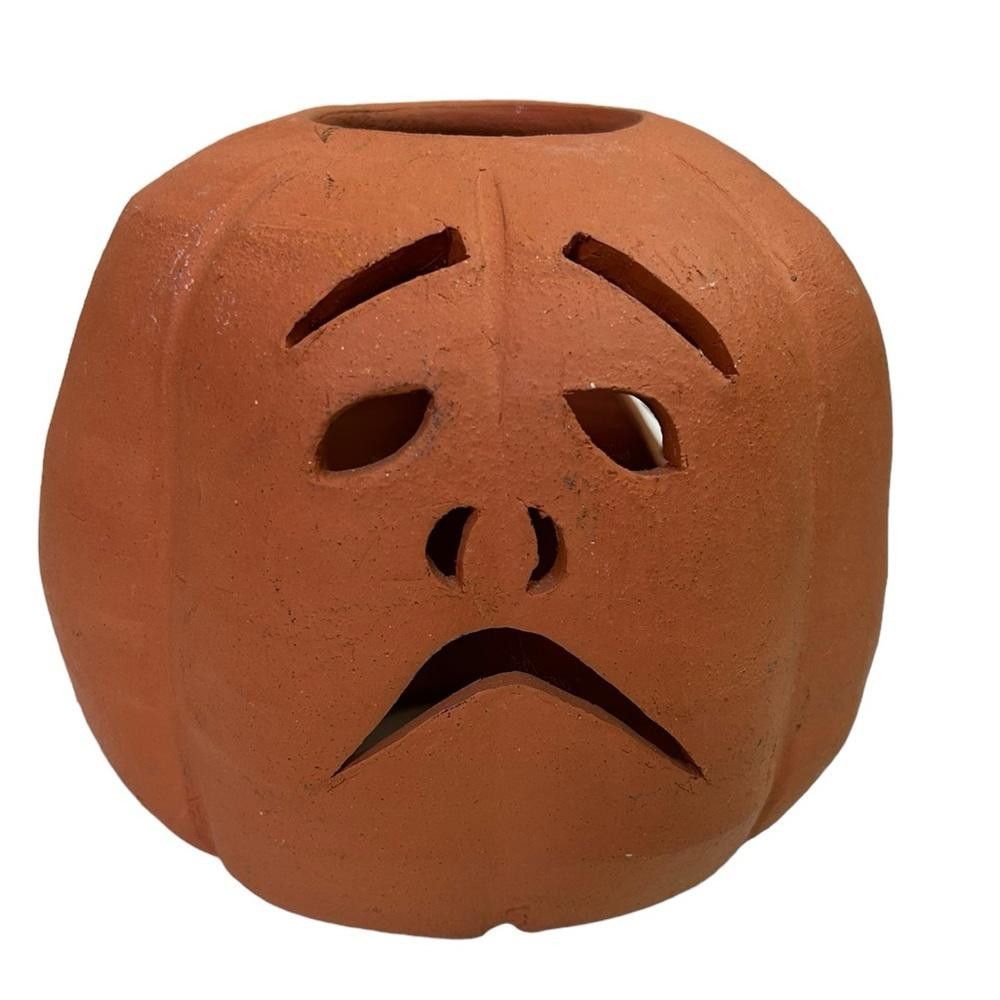Designer Vintage Terracotta Jack-o-lantern W Multiple Faces Size ONE SIZE - 3 Thumbnail