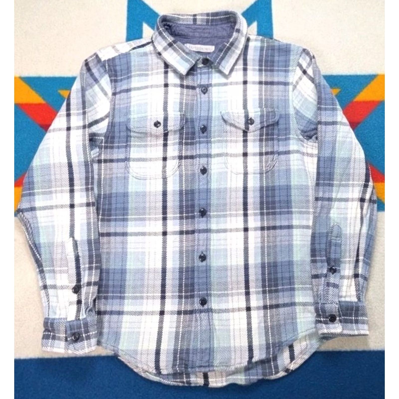 Outerknown Outerknown Blanket Shirt Small Blue Heavy Flannel Button Down Organic Cotton Size US S / EU 44-46 / 1 - 2 Thumbnail