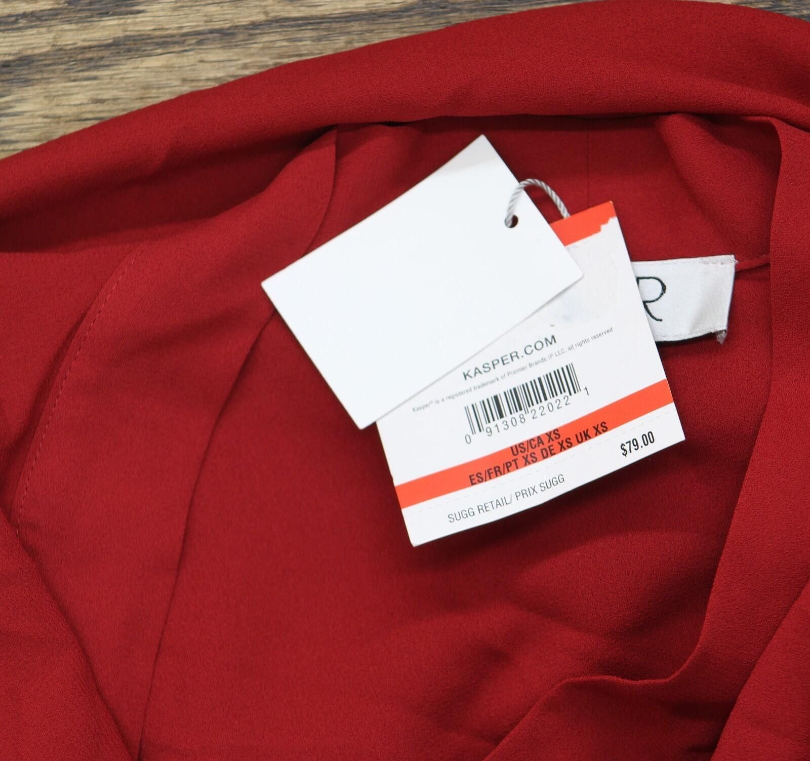 Other Nwt Kasper Tie-front Ruffled Blouse 10880897 Fire Red Xs Size XS / US 0-2 / IT 36-38 - 4 Thumbnail