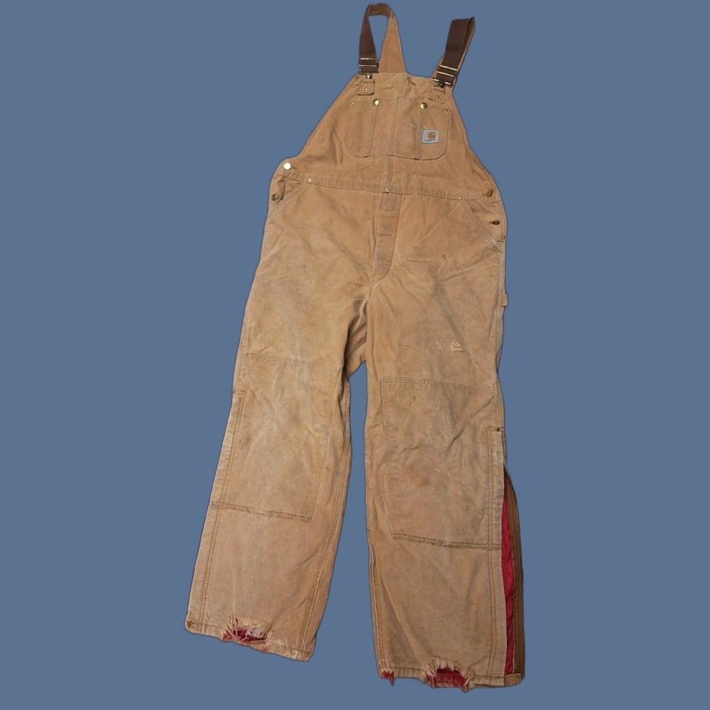 Carhartt VINTAGE Carhartt Duck Canvas Insulated Bib Overalls 42x30 Brown Workswear Distressed Double Knee USA Men Regular Overalls Winter Workwear Mens Size US 42 / EU 58 - 1 Thumbnail