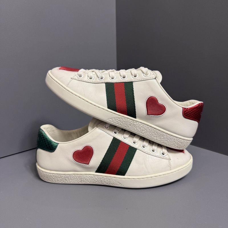 Gucci Gucci Ace Heart Pattern Sneakers for Women - Size US 8 / IT 38 - 5 Thumbnail