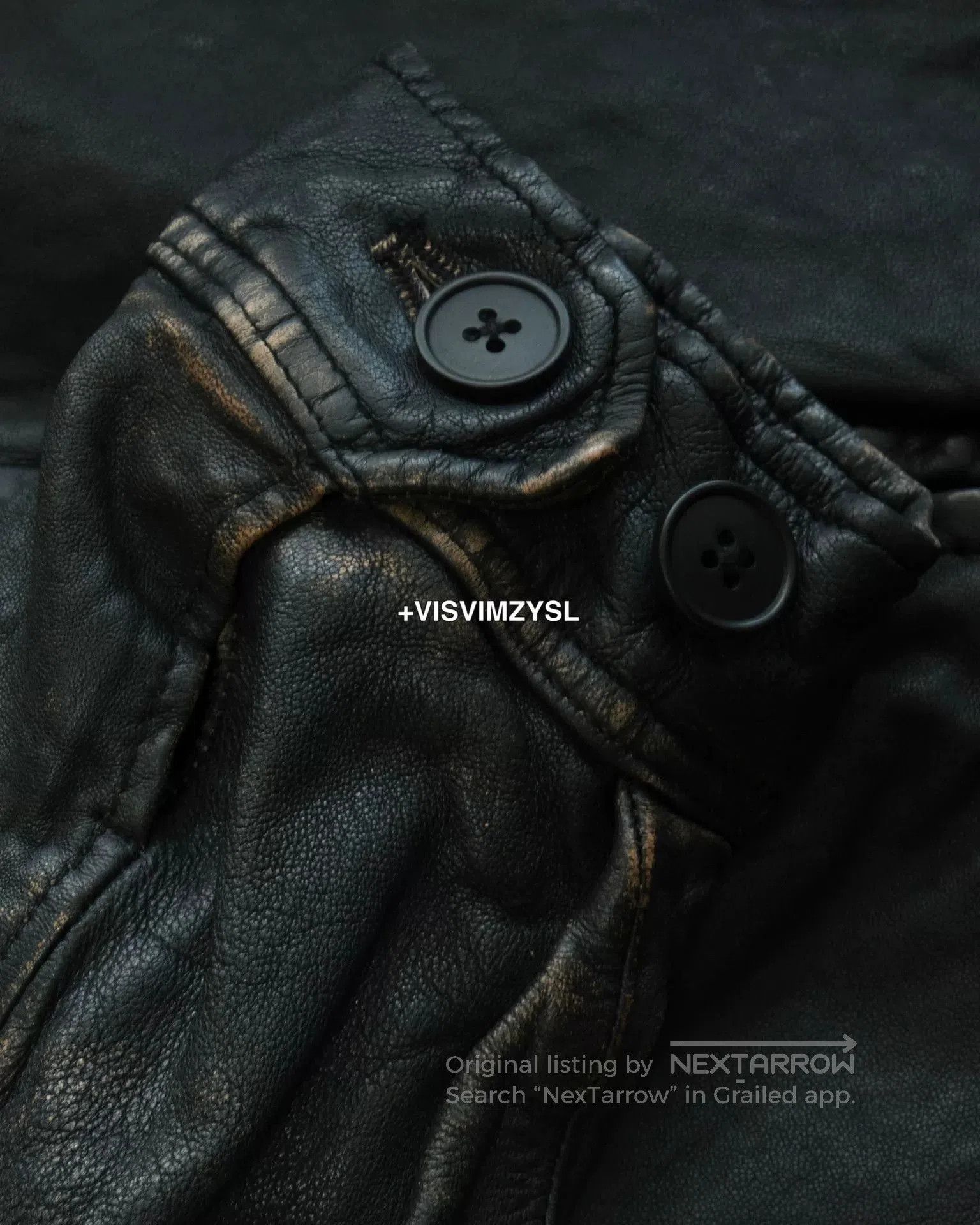 Beams Japan stylish distressed black leather jacket. Size US S / EU 44-46 / 1 - 3 Thumbnail