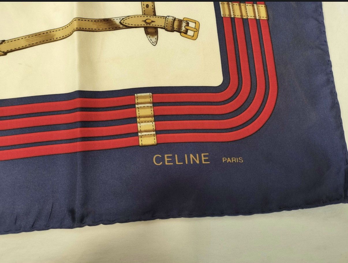 Celine Celine Paris Equestrian Jumping Pattern Silk Scarf Size ONE SIZE - 2 Thumbnail