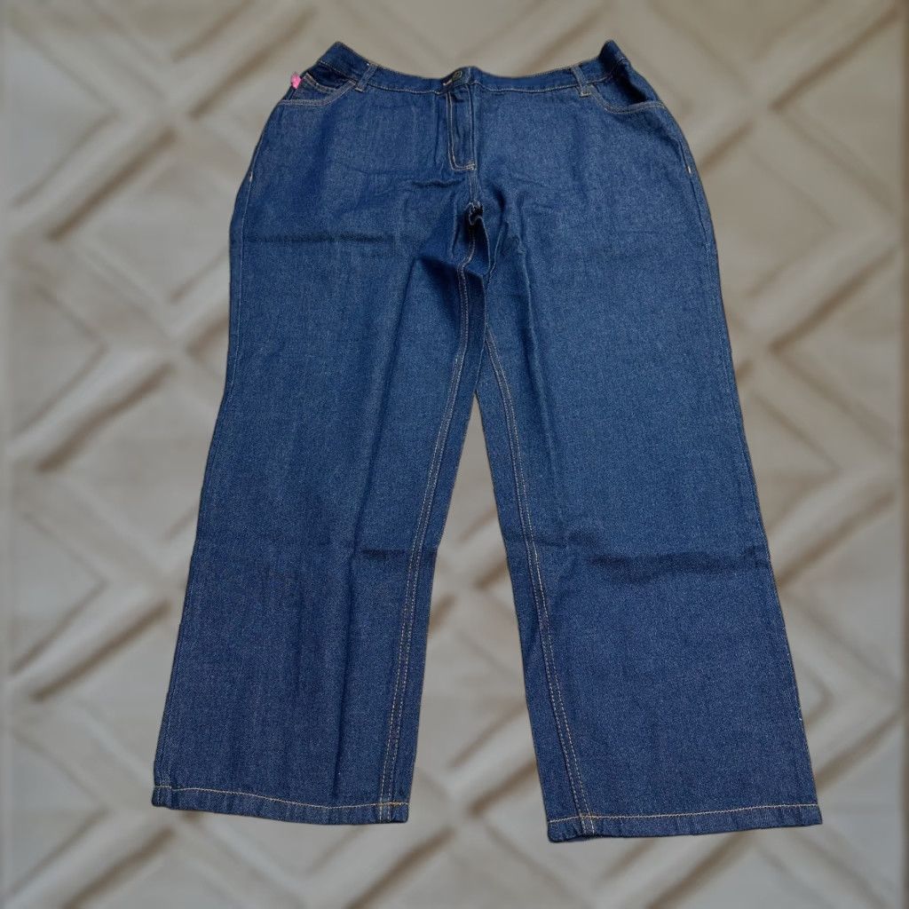 Vintage Woman Within Jeans Womens 22W Plus Size Denim Straight 36x28 Blue High Rise 5-Pocket Size 40" / US 18 - 1 Thumbnail
