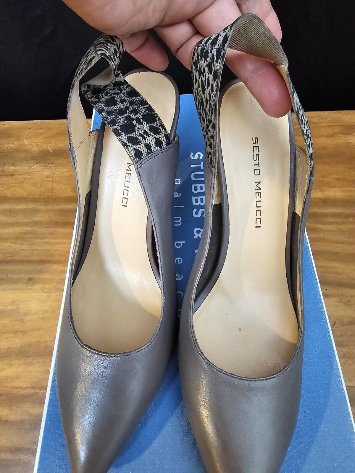 Other Sesto Meucci Heels Gray Womens Size 6 Leather Animal Print Size US 6 / IT 36 - 3 Thumbnail