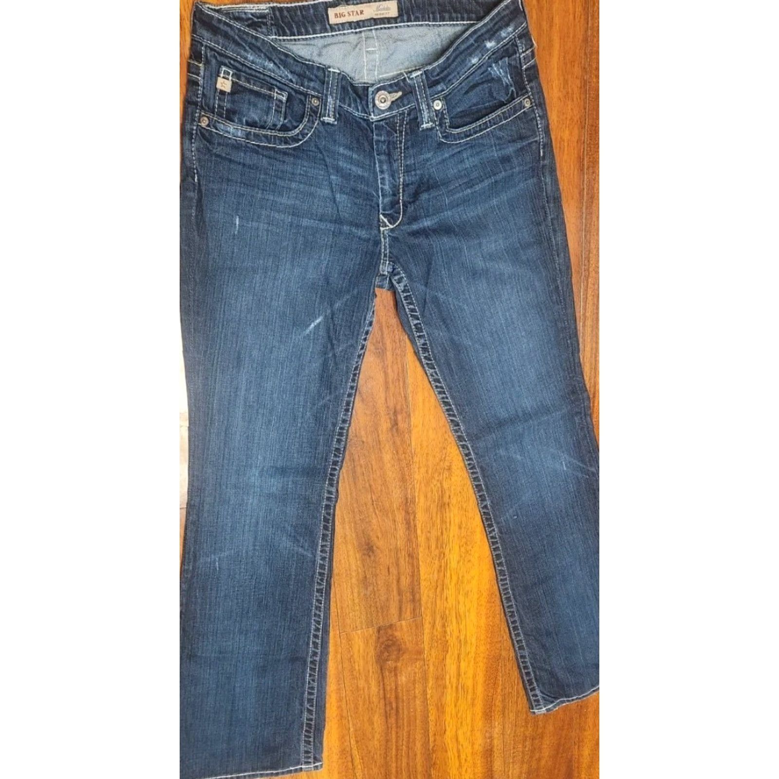 Denime BIG STAR Maddie Boot Cut Jeans Women's 29x32 Denim Blue Mid Rise Jeans Jeans Women Butt Bootcut Logo 90s Festival Hippie Grunge Cowboys Mens Girls Size 29" - 3 Thumbnail