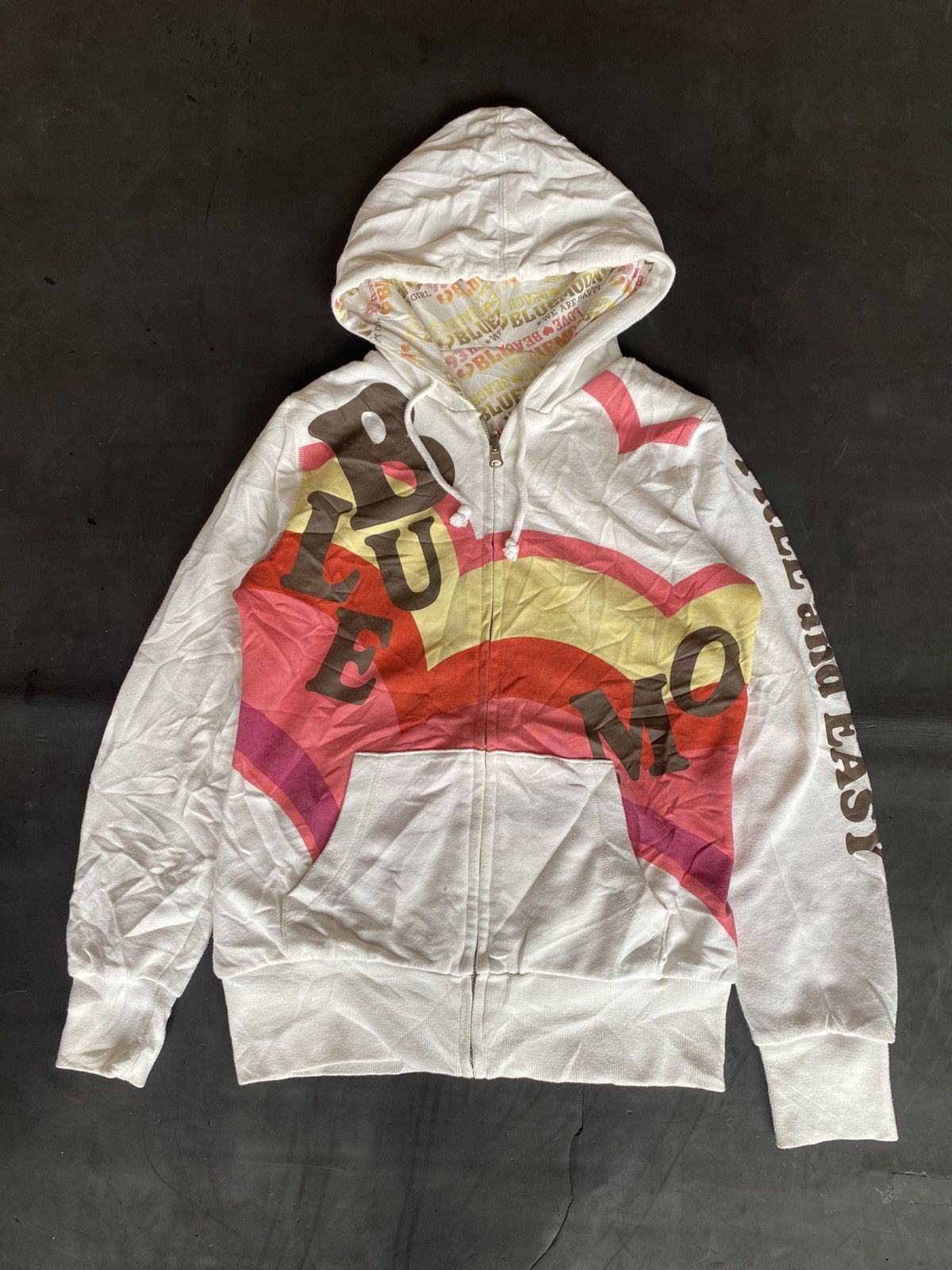 Vintage Bluemoon Reversible Hoodie Poem Styled Goa Size US M / EU 48-50 / 2 - 1 Thumbnail