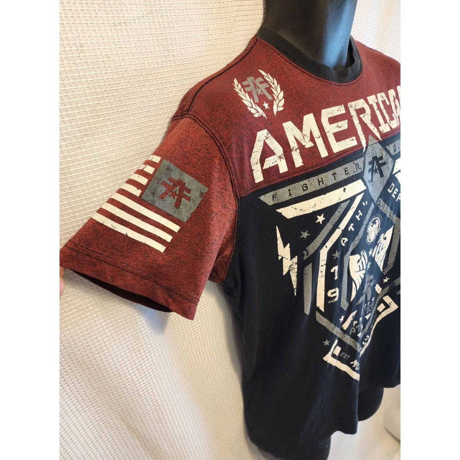 Vintage VINTAGE American Fighter Shirt Mens M Red Men Size Big Logo Double Sided Short Sleeve Size US M / EU 48-50 / 2 - 2 Thumbnail
