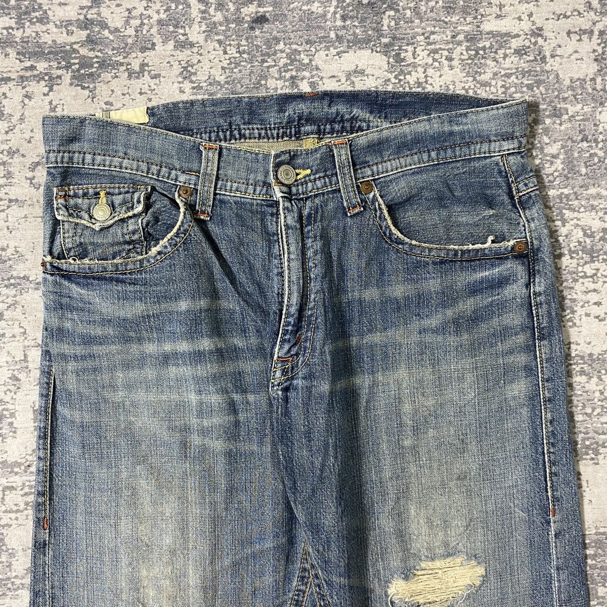 If Six Was Nine × Japanese Brand × Le Grande Bleu (L.G.B.) Vintage GL Heart Distressed Denim Pants Size US 36 / EU 52 - 5 Thumbnail