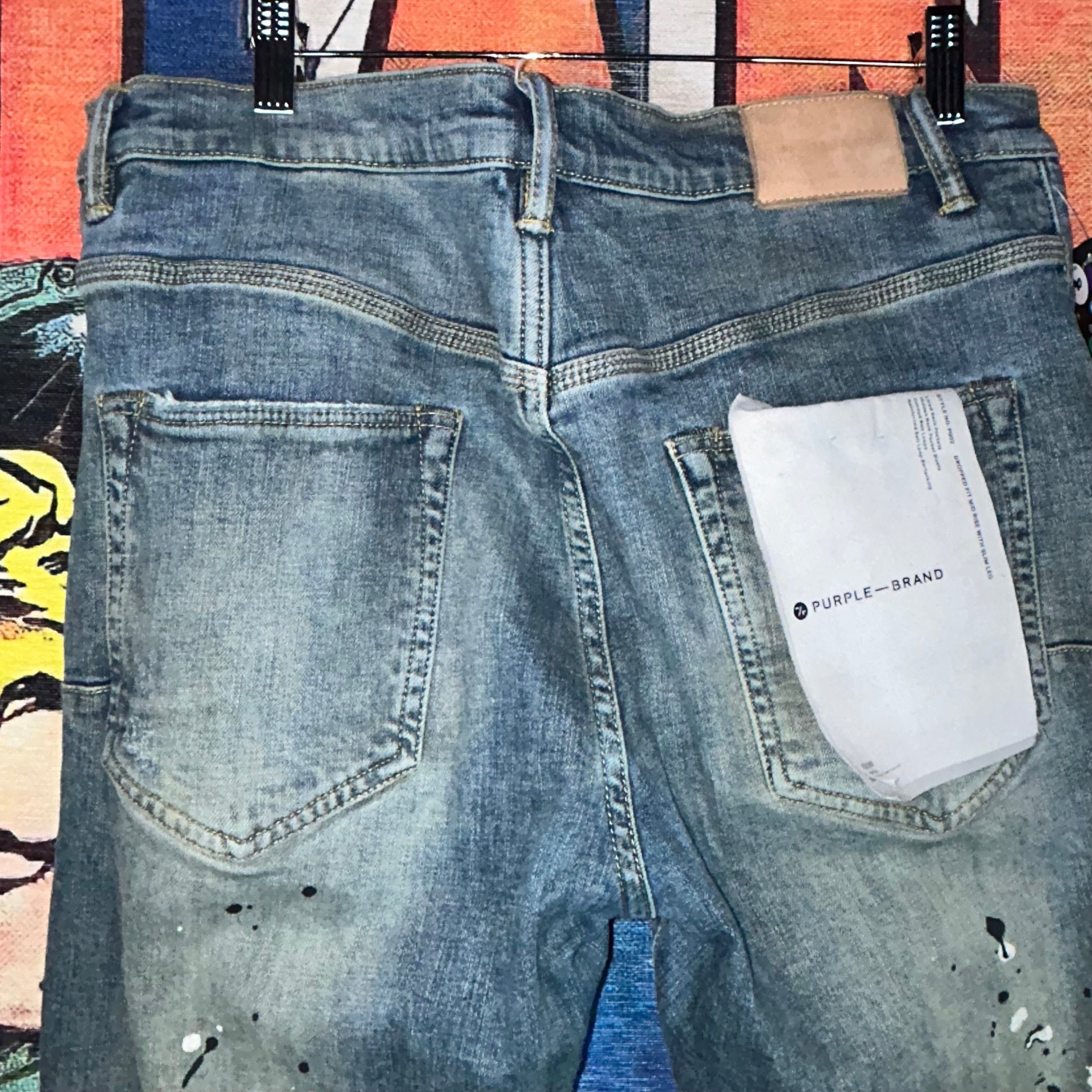 Purple Purple Brand Skinny Jeans Blue Paint Splatter Thrashed Denim Size US 30 / EU 46 - 6 Thumbnail