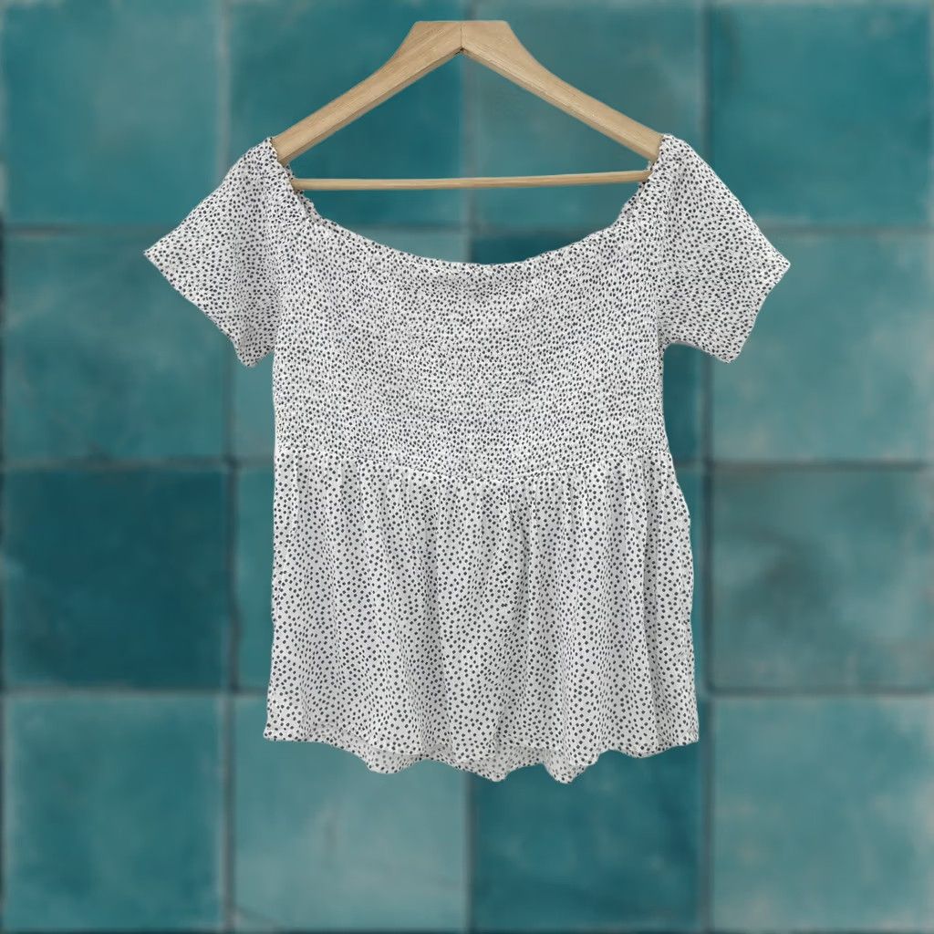 Old Navy NWT Old Navy Polka Dot Blouse Top Sz L Off The Shoulder Spotted Peplum Cottage Size L / US 10 / IT 46 - 1 Thumbnail