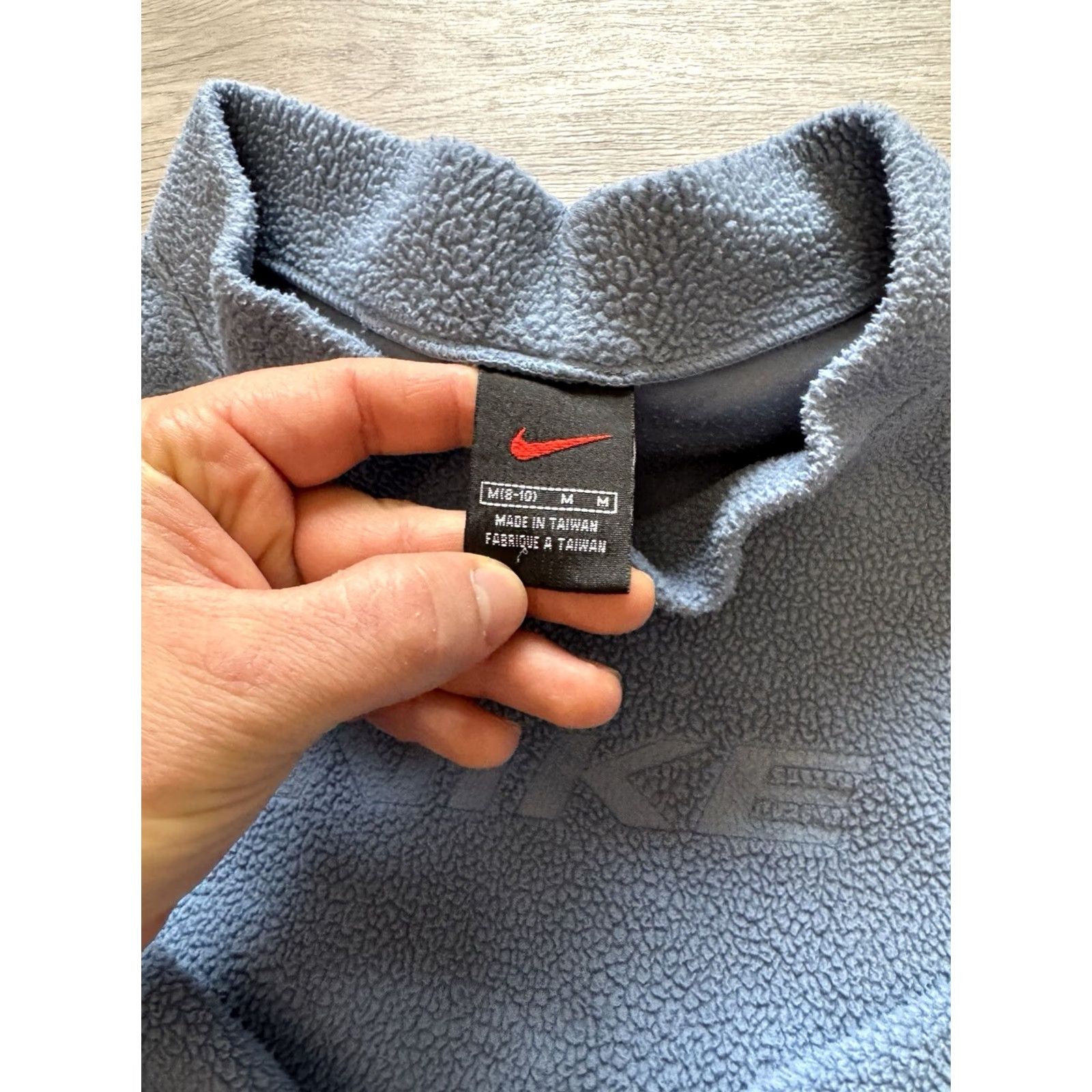 Nike VINTAGE Nike Fleece Pullover Womens M Blue 90s Sherpa Spellout Pullover Sweatshirt Womens Size M / US 6-8 / IT 42-44 - 7 Thumbnail