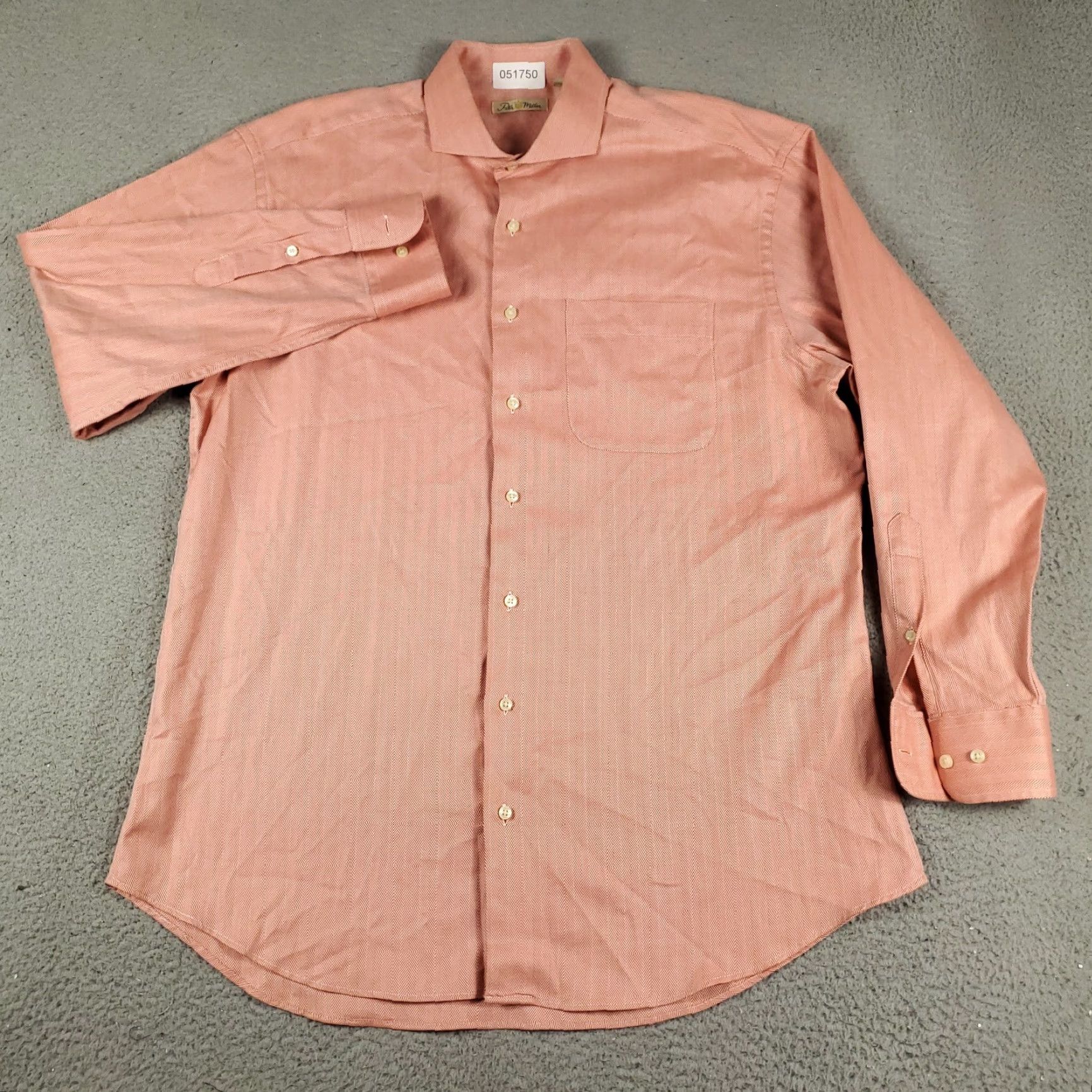 Peter Millar Peter Millar Shirt Mens Size L Peach Coral Button-Up Long Sleeve Casual Business Formal Size US L / EU 52-54 / 3 - 2 Thumbnail