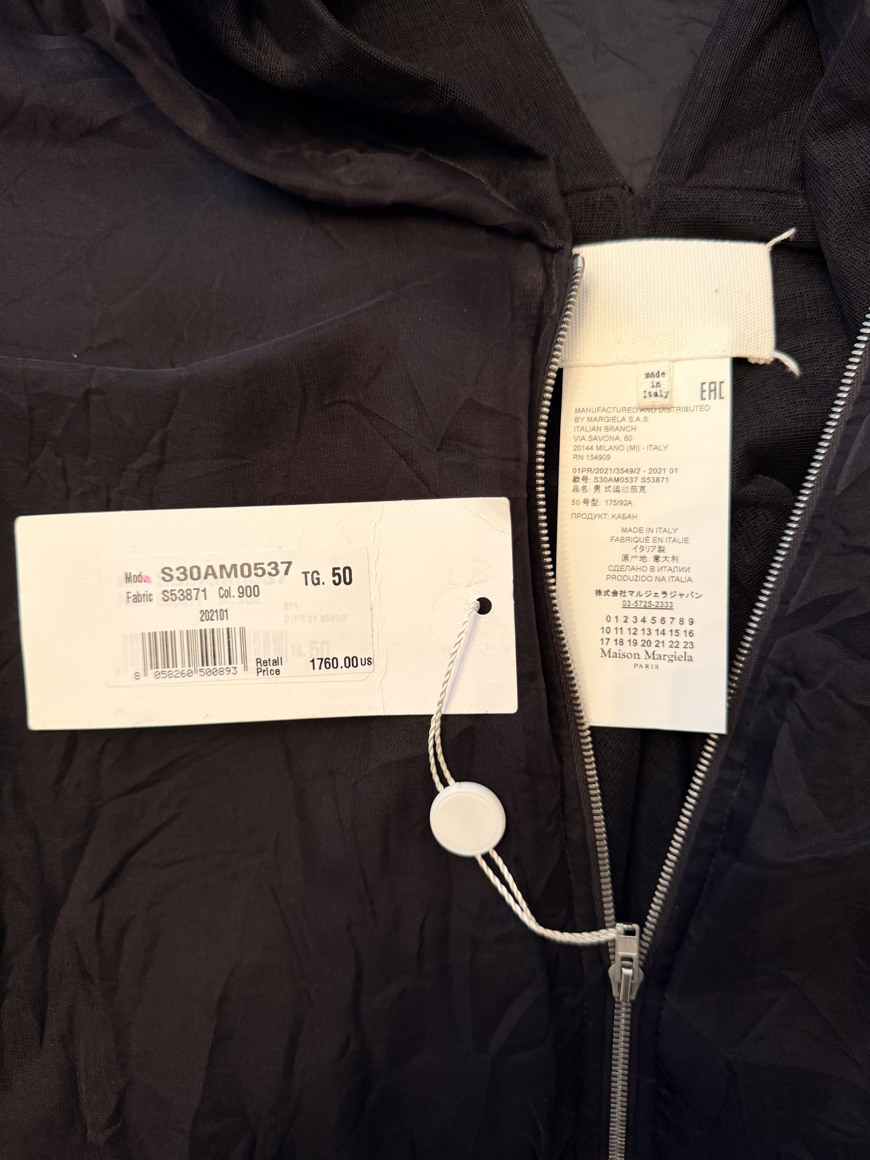 Maison Margiela NWT $1760 Men's Maison Magiela Black Silk Blend Zip Hoodie, Size US M / EU 48-50 / 2 - 8 Thumbnail
