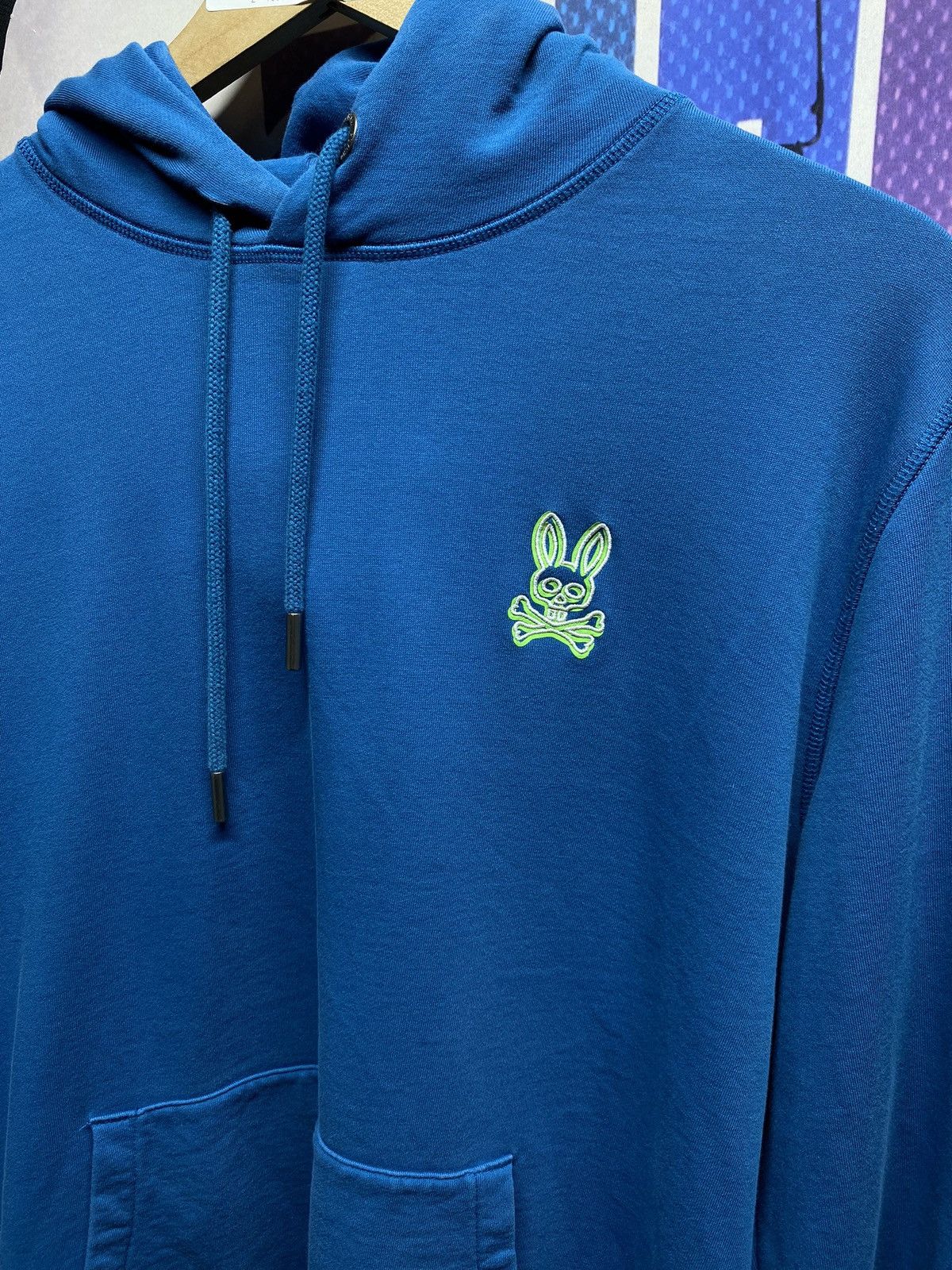 Designer × Psycho Bunny Psycho Bunny Men’s Blue Hoodie Preowned Large Size US L / EU 52-54 / 3 - 4 Thumbnail