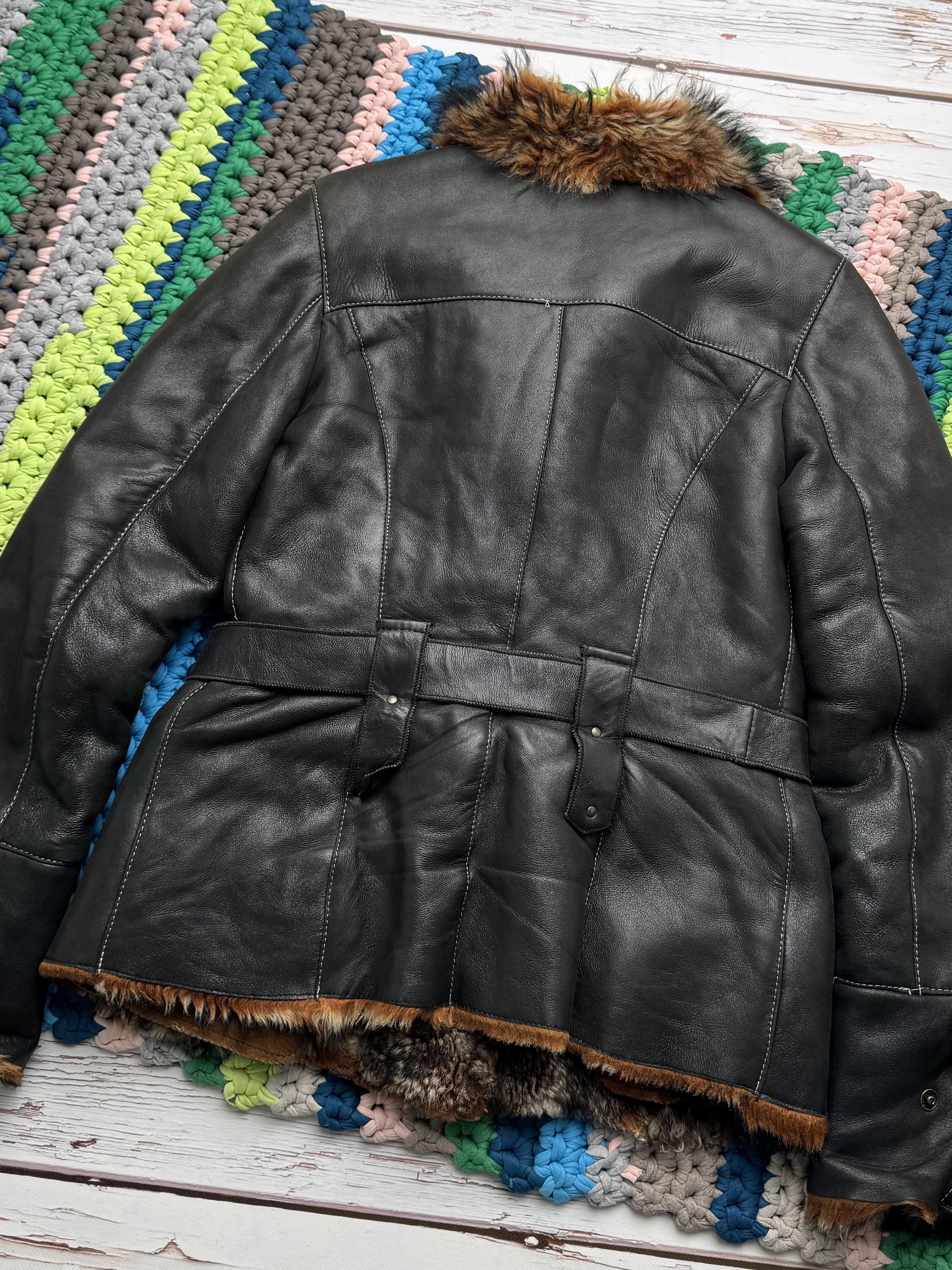 Vintage Vintage Sheepskin Jacket Belted Y2K Moto Biker Coat (ET1) Size S / US 4 / IT 40 - 16 Thumbnail